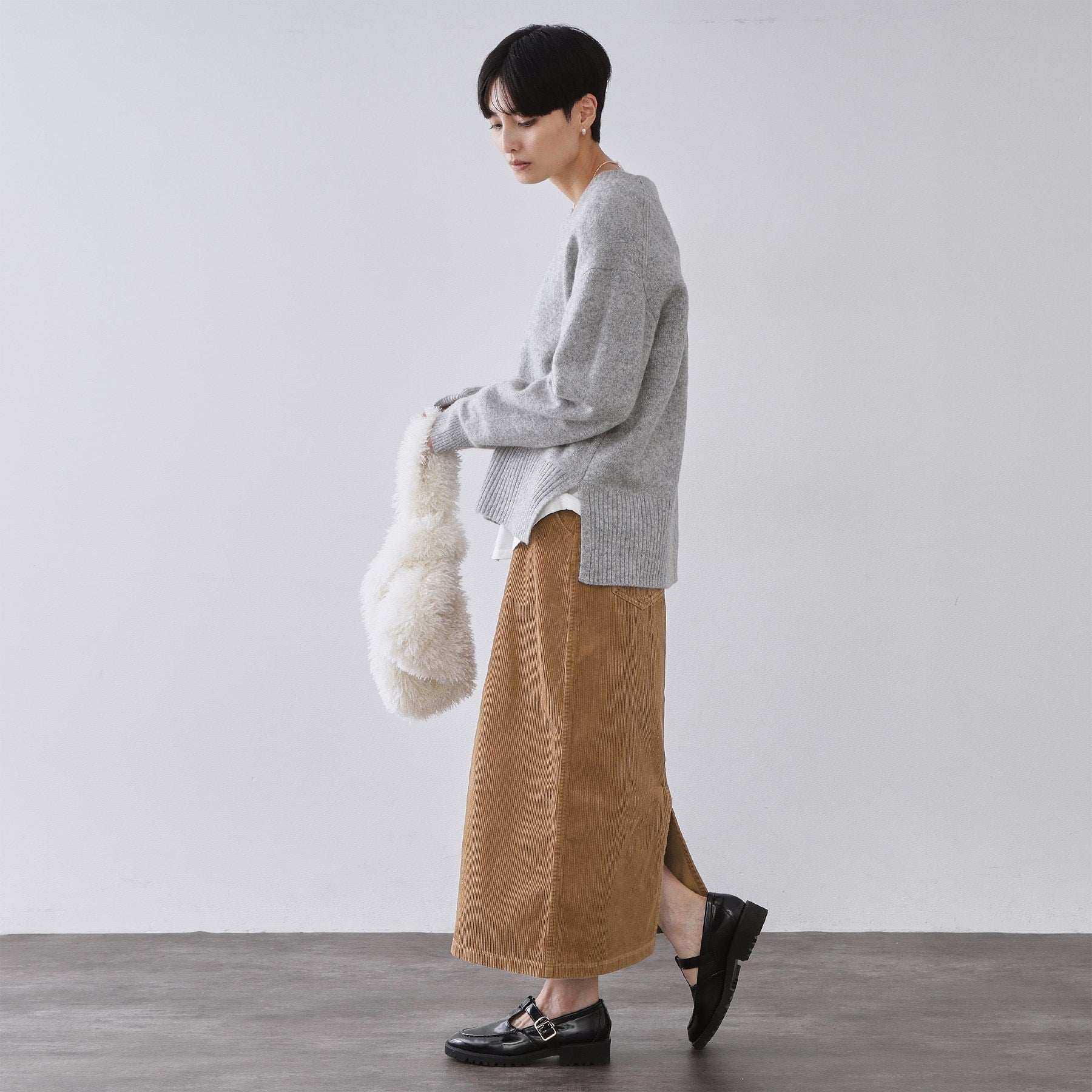 オペーク ドット クリップ OPAQUE.CLIP コーデュロイナロースカート【洗濯機OK】 （キャメルブラウン(041)） キャメルブラウン(041)