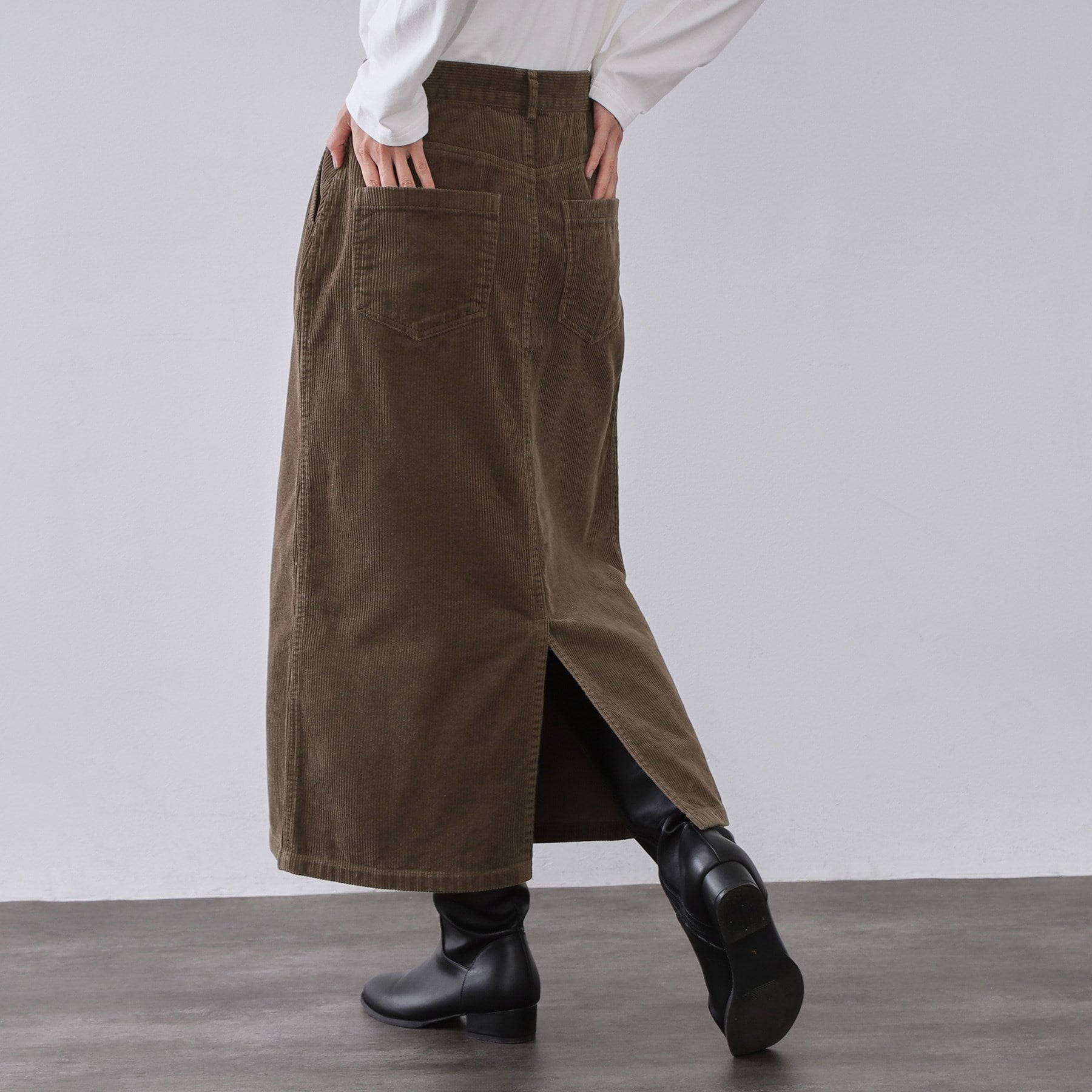 オペーク ドット クリップ OPAQUE.CLIP コーデュロイナロースカート【洗濯機OK】 （キャメルブラウン(041)） キャメルブラウン(041)