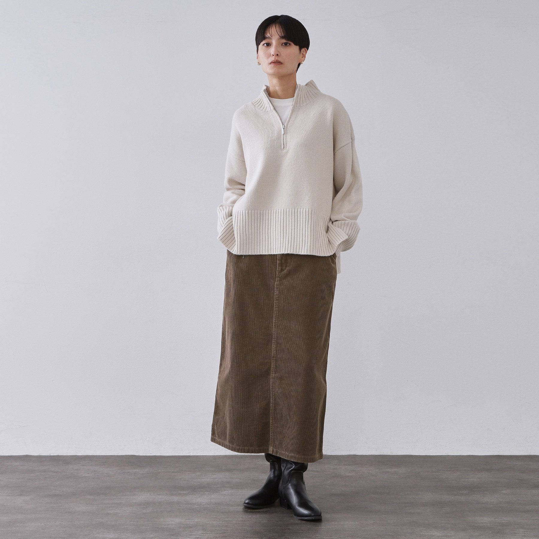 オペーク ドット クリップ OPAQUE.CLIP コーデュロイナロースカート【洗濯機OK】 （キャメルブラウン(041)） キャメルブラウン(041)