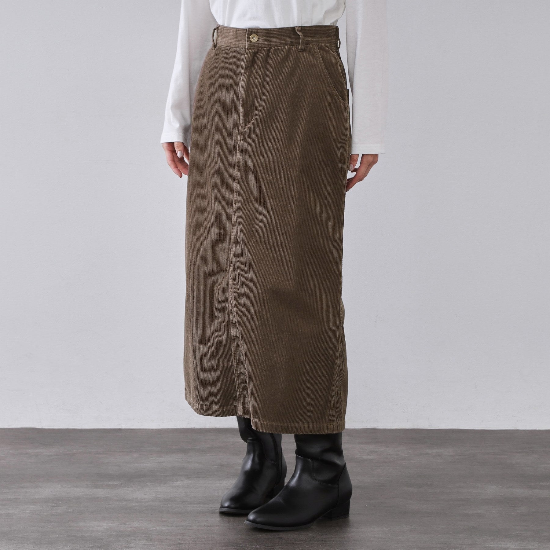 オペーク ドット クリップ OPAQUE.CLIP コーデュロイナロースカート【洗濯機OK】 （キャメルブラウン(041)） キャメルブラウン(041)