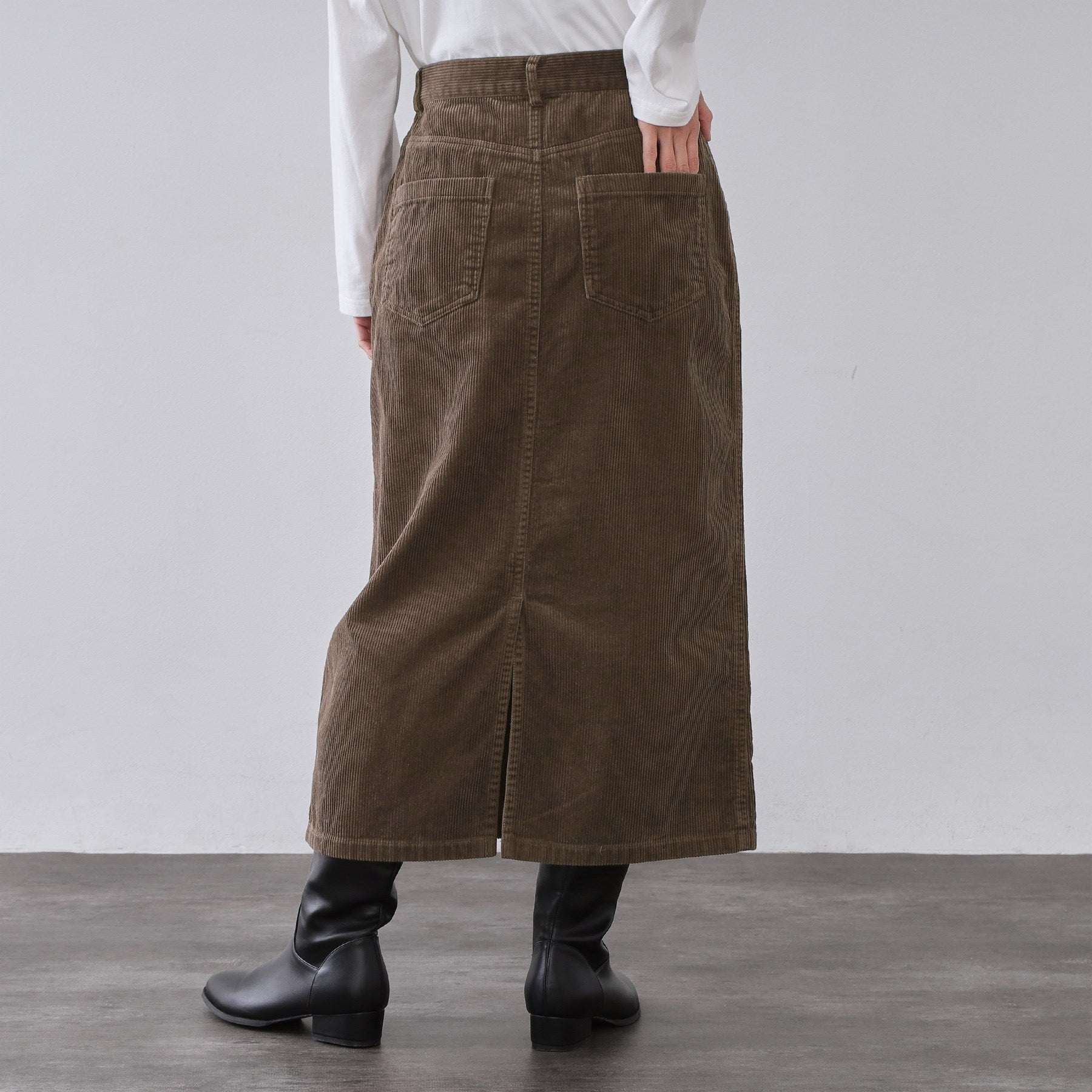 オペーク ドット クリップ OPAQUE.CLIP コーデュロイナロースカート【洗濯機OK】 （キャメルブラウン(041)） キャメルブラウン(041)