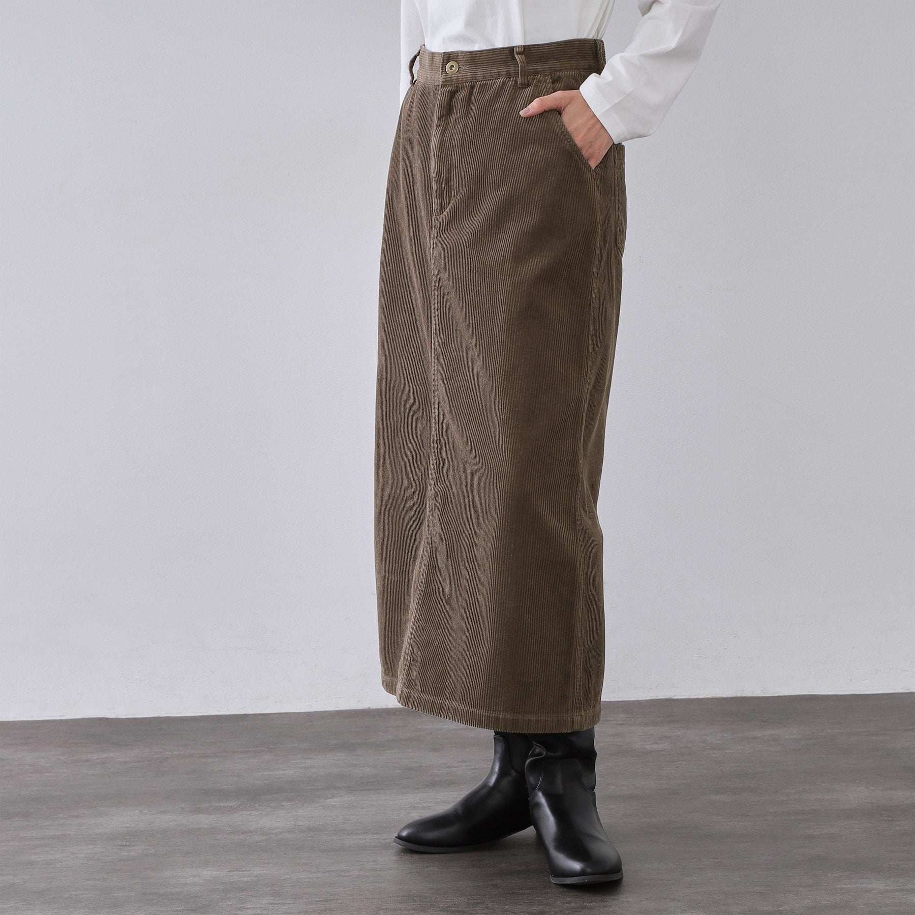 オペーク ドット クリップ OPAQUE.CLIP コーデュロイナロースカート【洗濯機OK】 （モカブラウン(042)） モカブラウン(042)