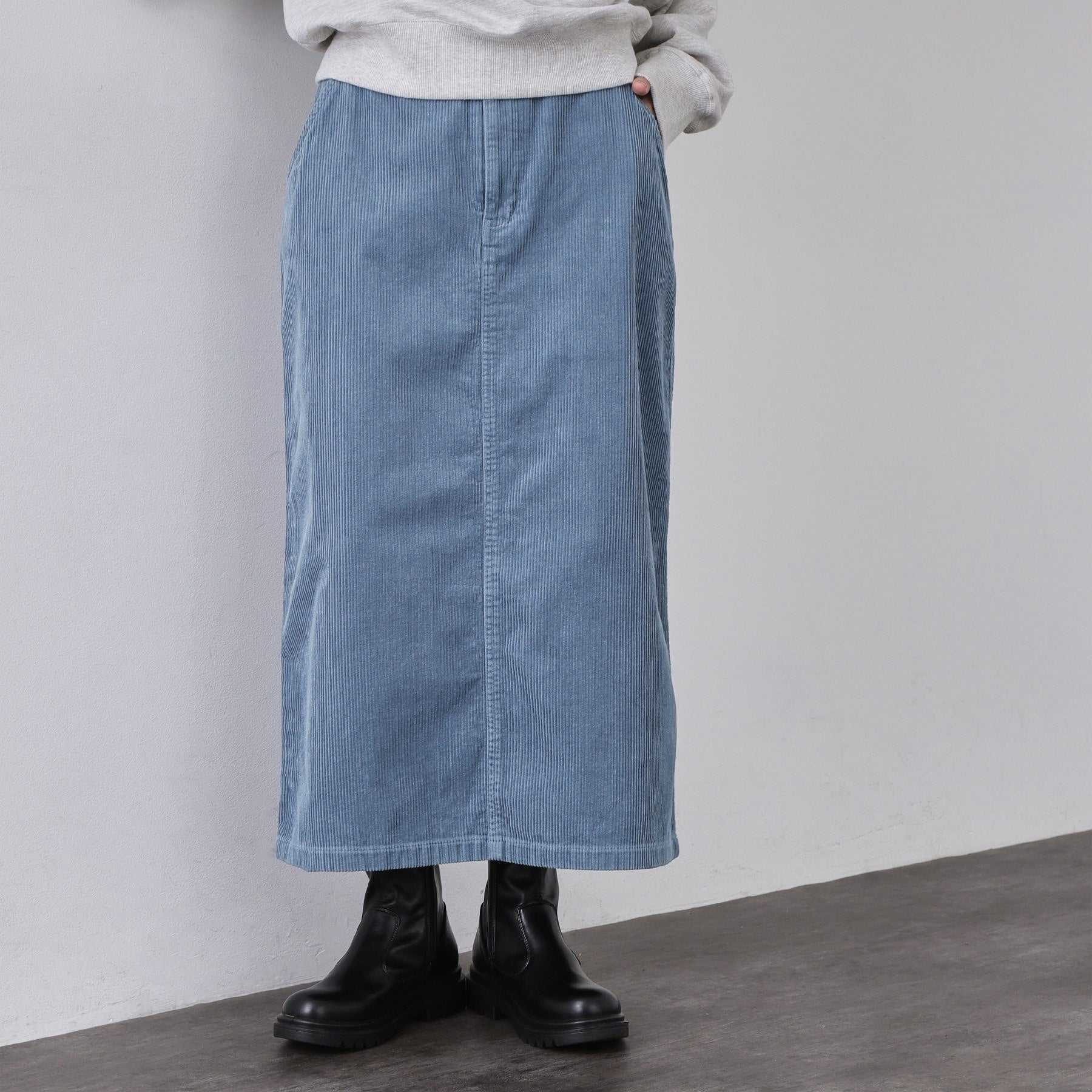 オペーク ドット クリップ OPAQUE.CLIP コーデュロイナロースカート【洗濯機OK】 （ブルー(091)） ブルー(091)
