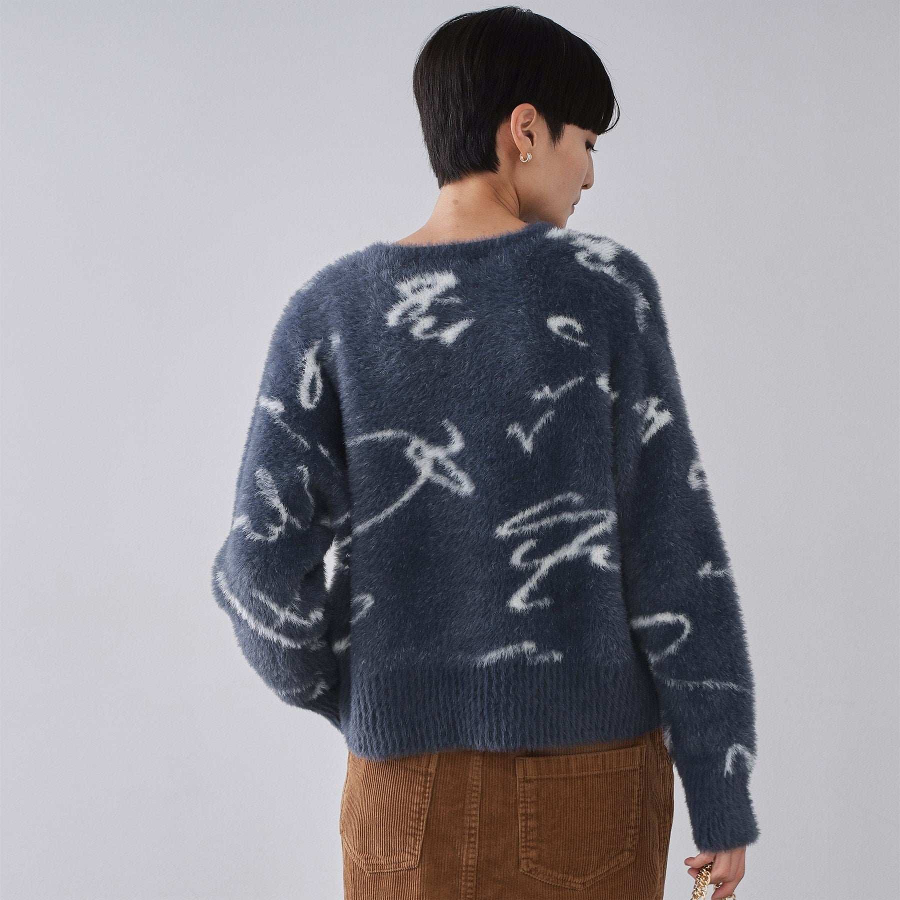 オペーク ドット クリップ OPAQUE.CLIP アート柄シャギーニット【洗濯機洗い可】 （グレー(112)） グレー(112)