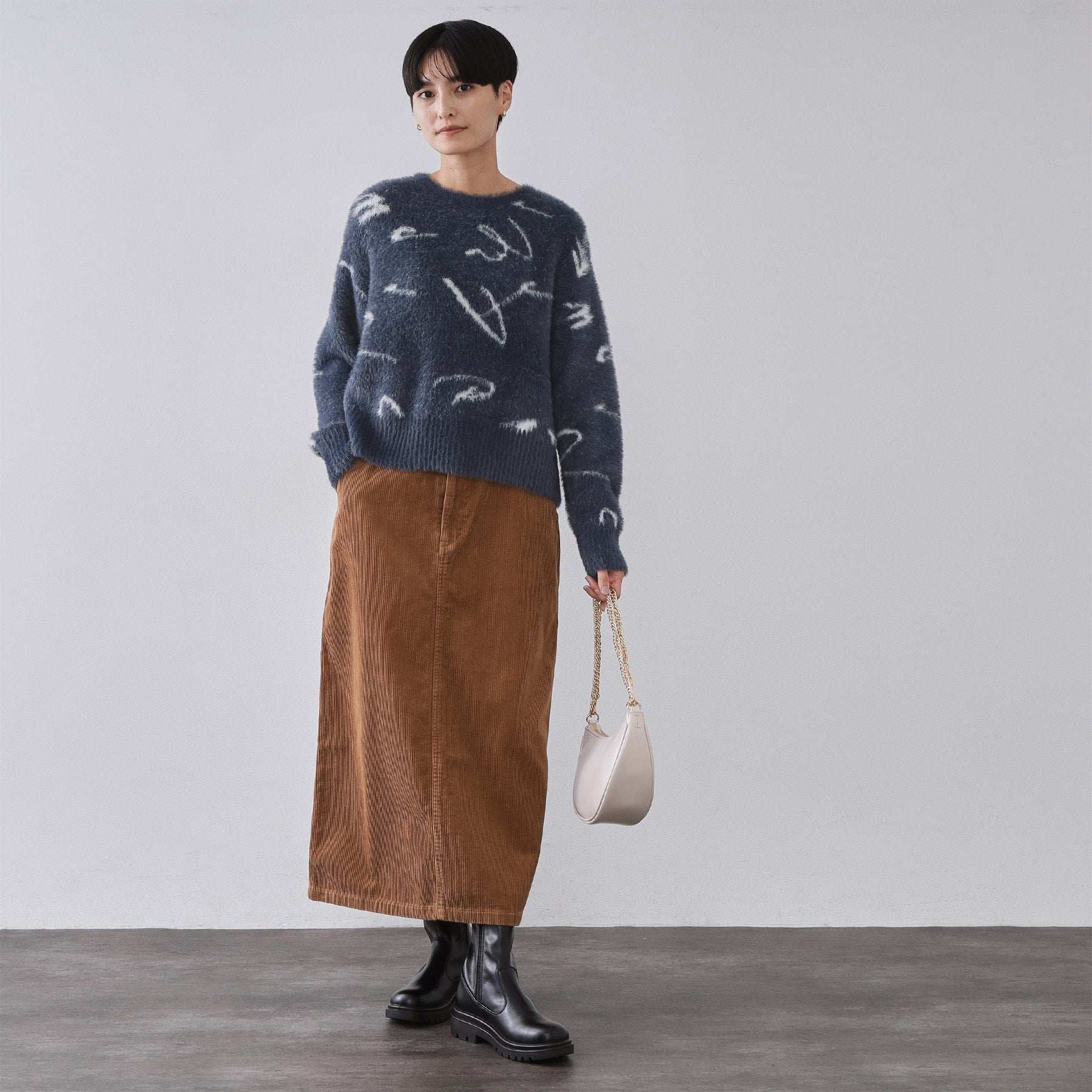 オペーク ドット クリップ OPAQUE.CLIP アート柄シャギーニット【洗濯機洗い可】 （グレー(112)） グレー(112)