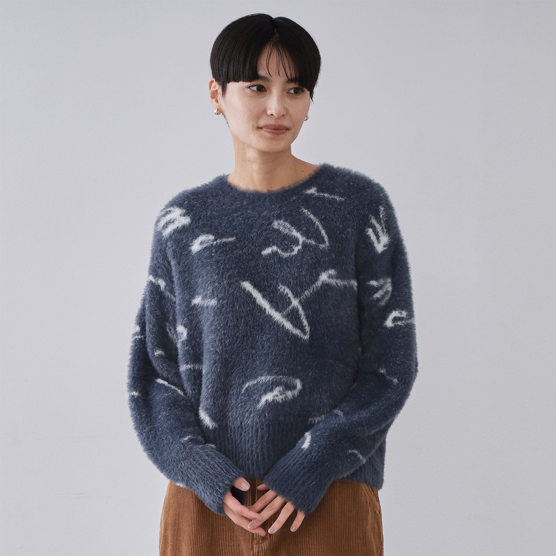 オペーク ドット クリップ OPAQUE.CLIP アート柄シャギーニット【洗濯機洗い可】 （グレー(112)） グレー(112)