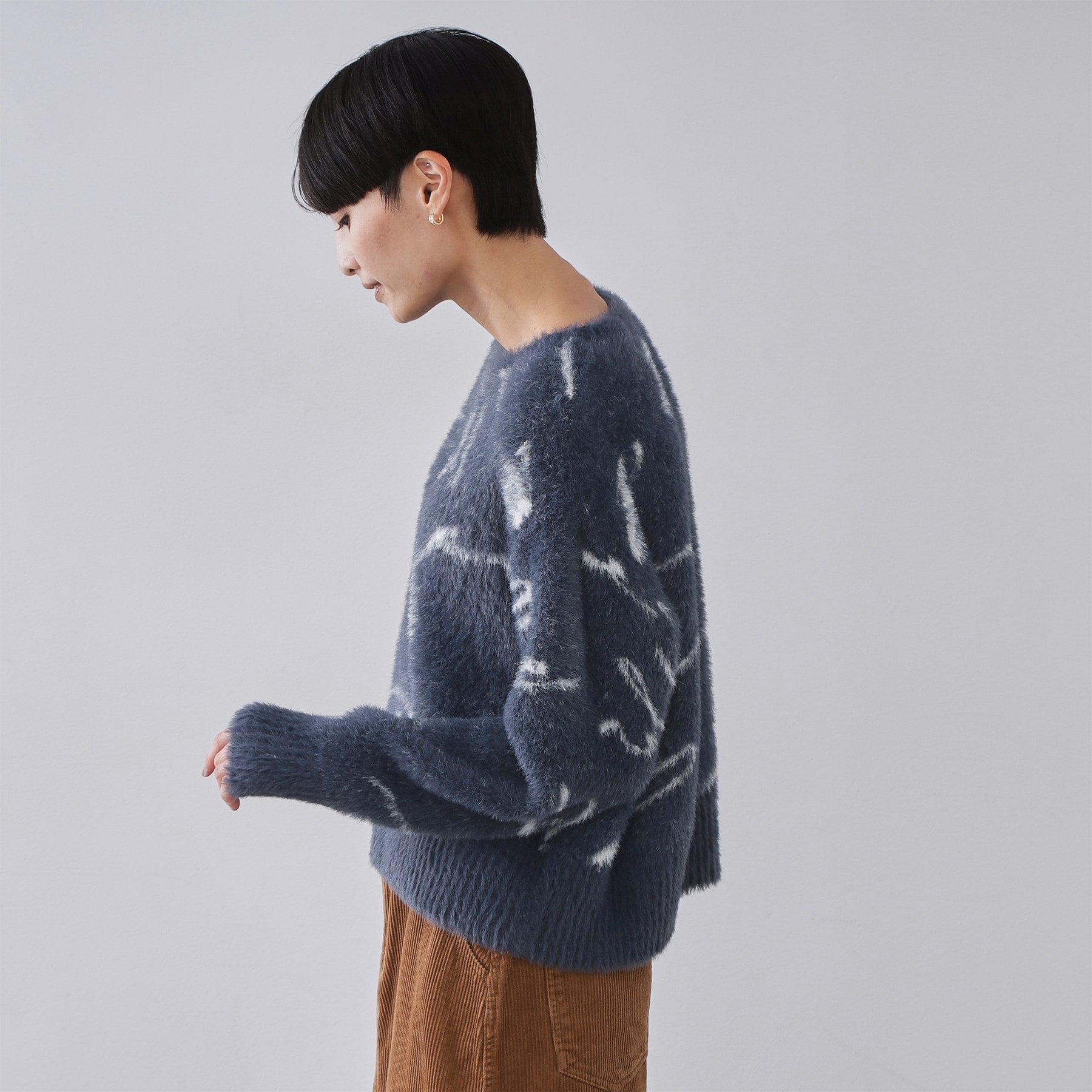 オペーク ドット クリップ OPAQUE.CLIP アート柄シャギーニット【洗濯機洗い可】 （グレー(112)） グレー(112)