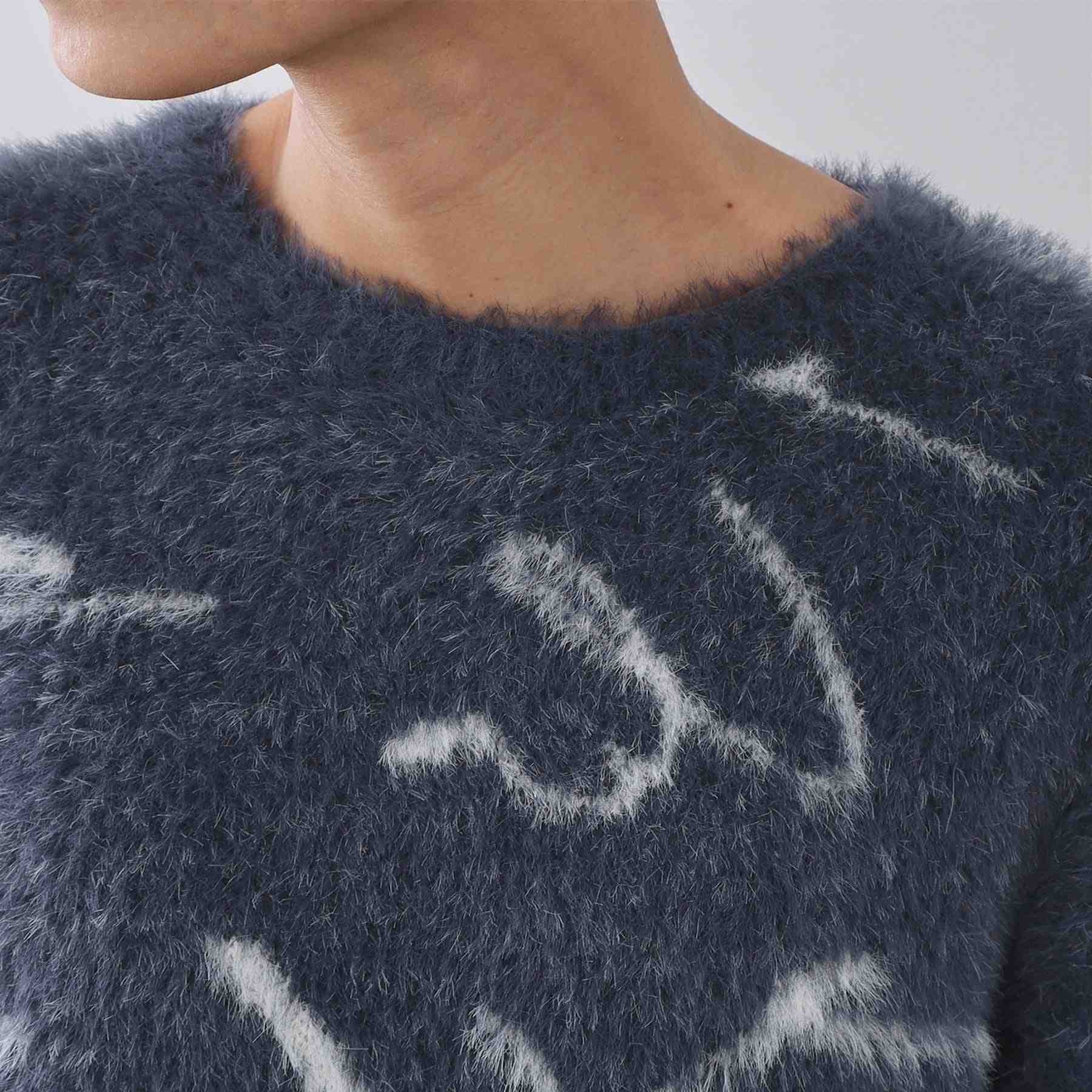 オペーク ドット クリップ OPAQUE.CLIP アート柄シャギーニット【洗濯機洗い可】 （グレー(112)） グレー(112)