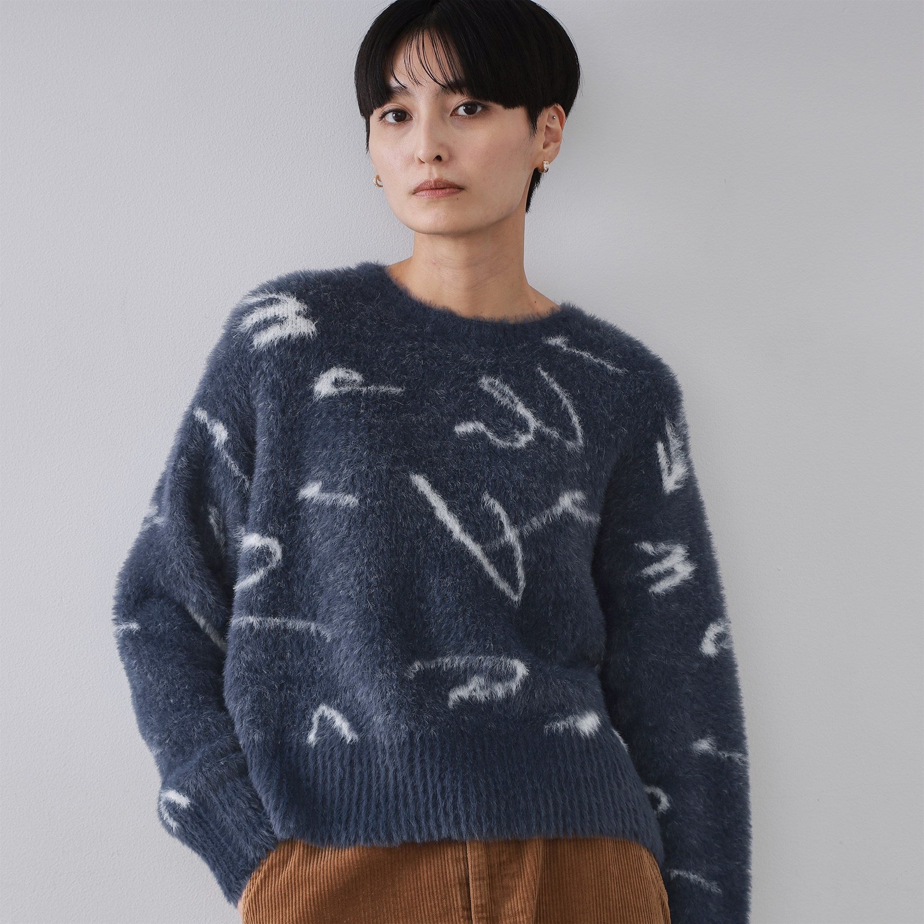 オペーク ドット クリップ OPAQUE.CLIP アート柄シャギーニット【洗濯機洗い可】 （グレー(112)） グレー(112)