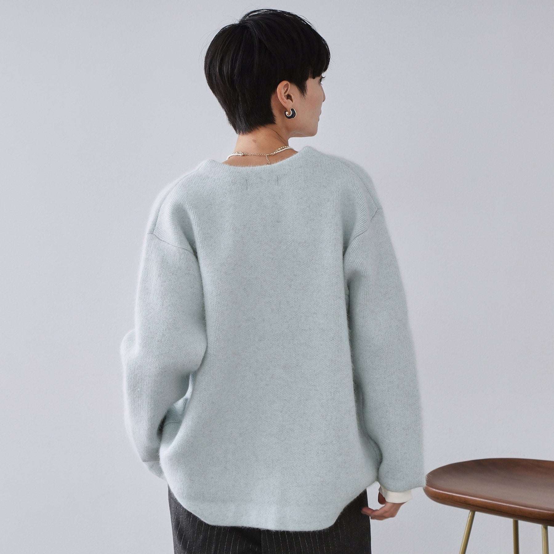 オペーク ドット クリップ OPAQUE.CLIP アンゴラ／フォックスブレンド ニットカーディガン【洗濯機洗いOK】 （モカブラウン(042)） モカブラウン(042)