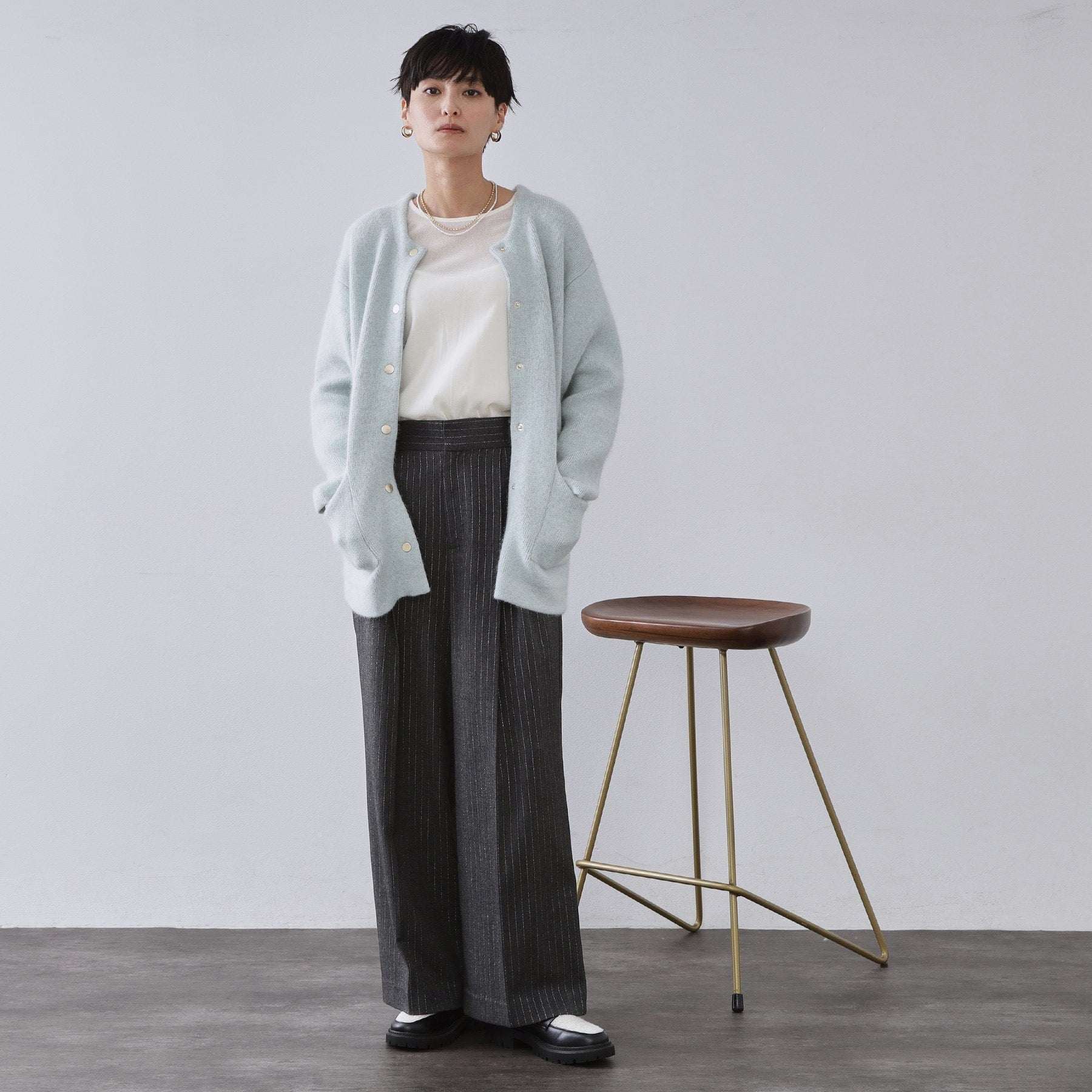 オペーク ドット クリップ OPAQUE.CLIP アンゴラ／フォックスブレンド ニットカーディガン【洗濯機洗いOK】 （モカブラウン(042)） モカブラウン(042)