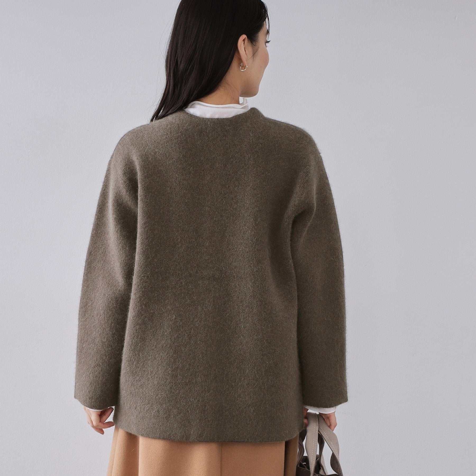 オペーク ドット クリップ OPAQUE.CLIP アンゴラ／フォックスブレンド ニットカーディガン【洗濯機洗いOK】 （モカブラウン(042)） モカブラウン(042)