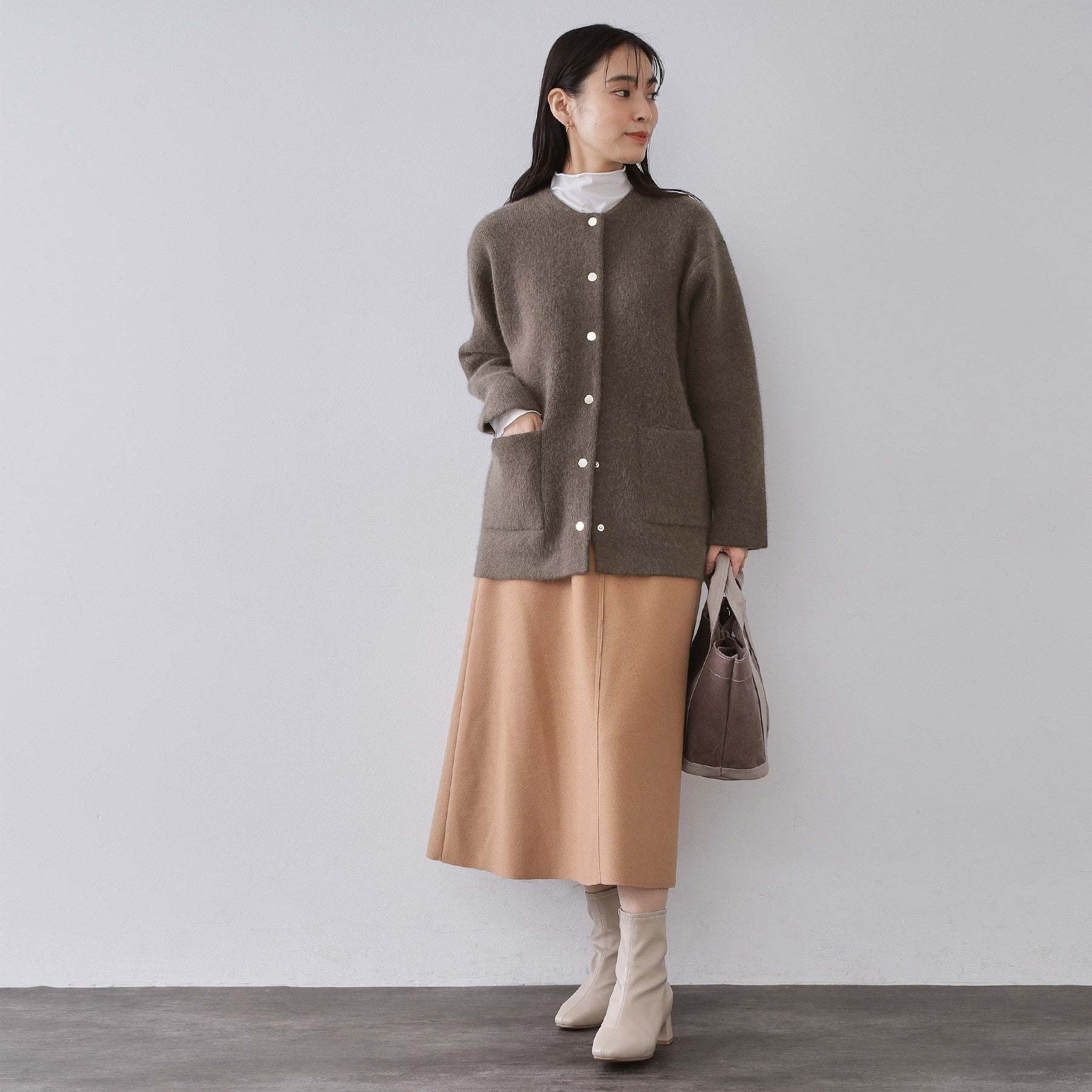 オペーク ドット クリップ OPAQUE.CLIP アンゴラ／フォックスブレンド ニットカーディガン【洗濯機洗いOK】 （モカブラウン(042)） モカブラウン(042)