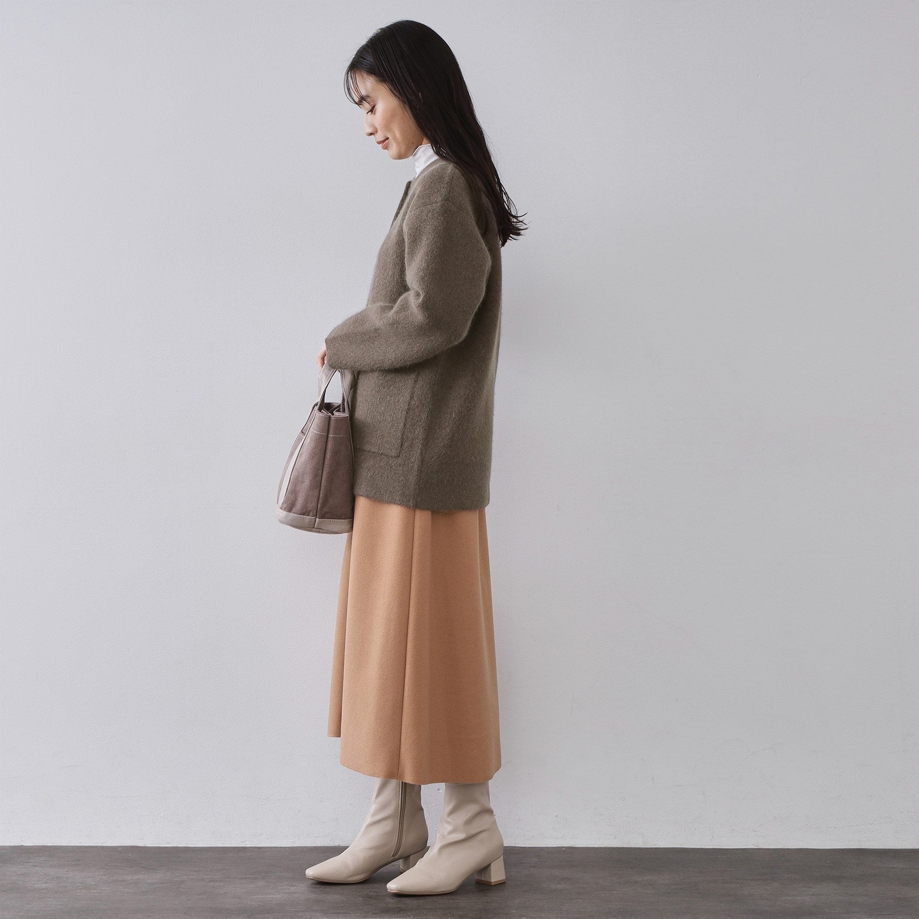 オペーク ドット クリップ OPAQUE.CLIP アンゴラ／フォックスブレンド ニットカーディガン【洗濯機洗いOK】 （モカブラウン(042)） モカブラウン(042)