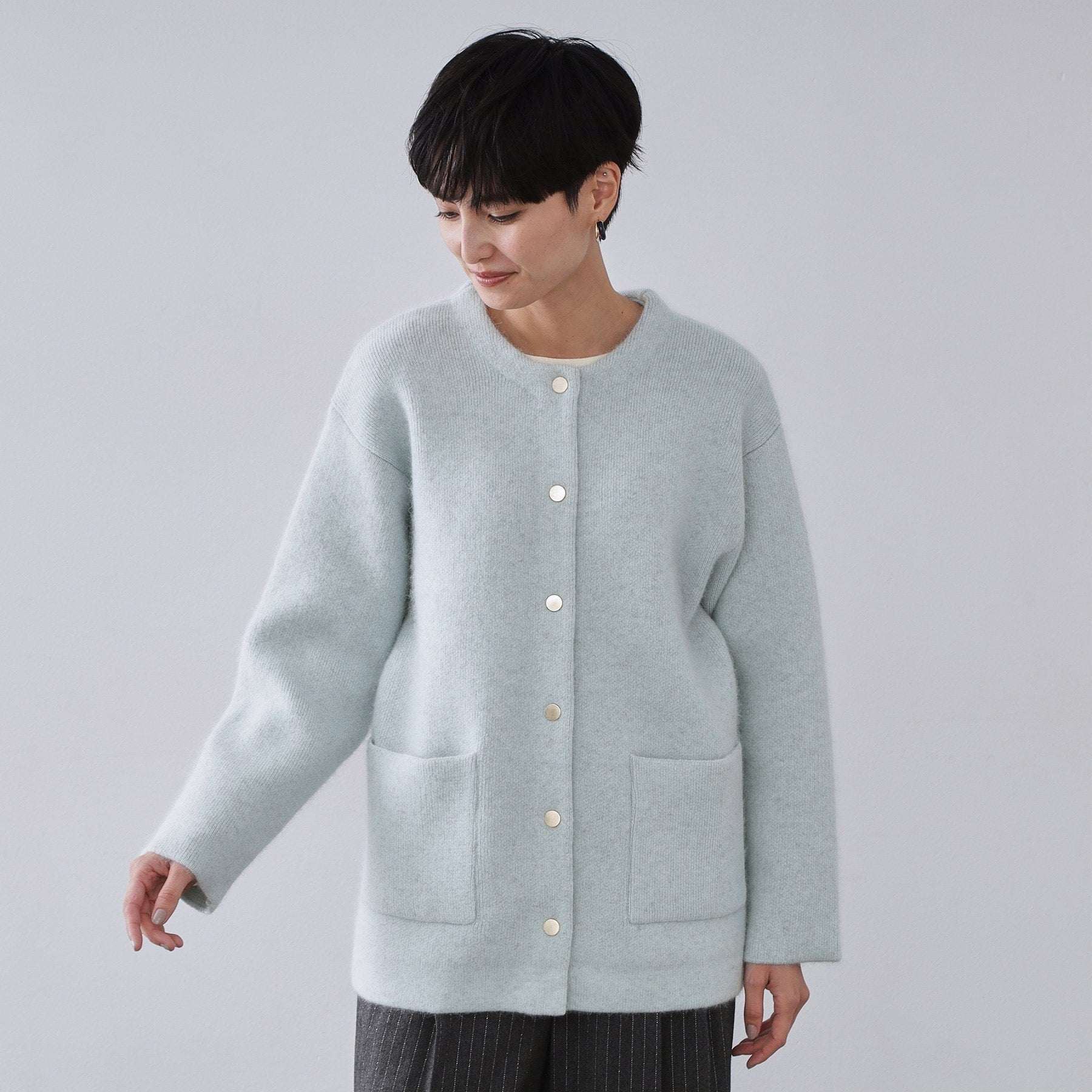 オペーク ドット クリップ OPAQUE.CLIP アンゴラ／フォックスブレンド ニットカーディガン【洗濯機洗いOK】 （モカブラウン(042)） モカブラウン(042)