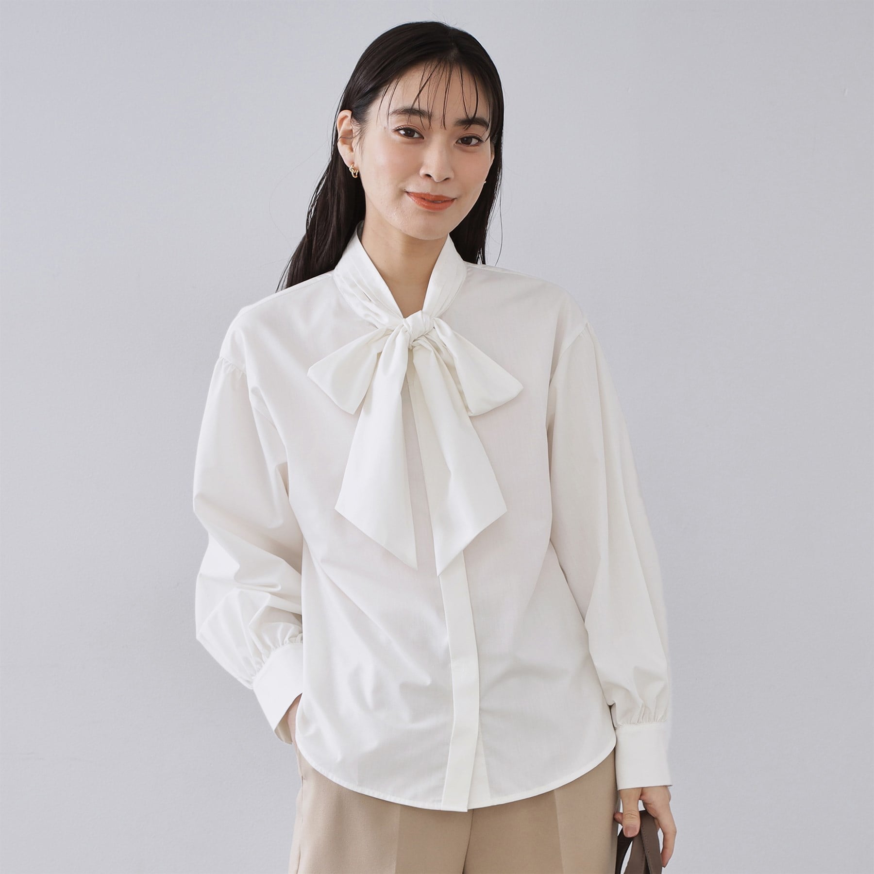 オペーク ドット クリップ OPAQUE.CLIP ボウタイブラウス【洗濯機OK】 （ホワイト(001)） ホワイト(001)