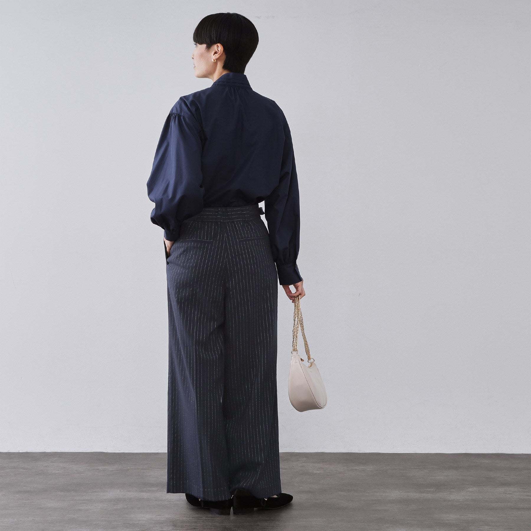 オペーク ドット クリップ OPAQUE.CLIP ラメストライプワイドパンツ【洗濯機OK】 （チャコールグレー(314)） チャコールグレー(314)