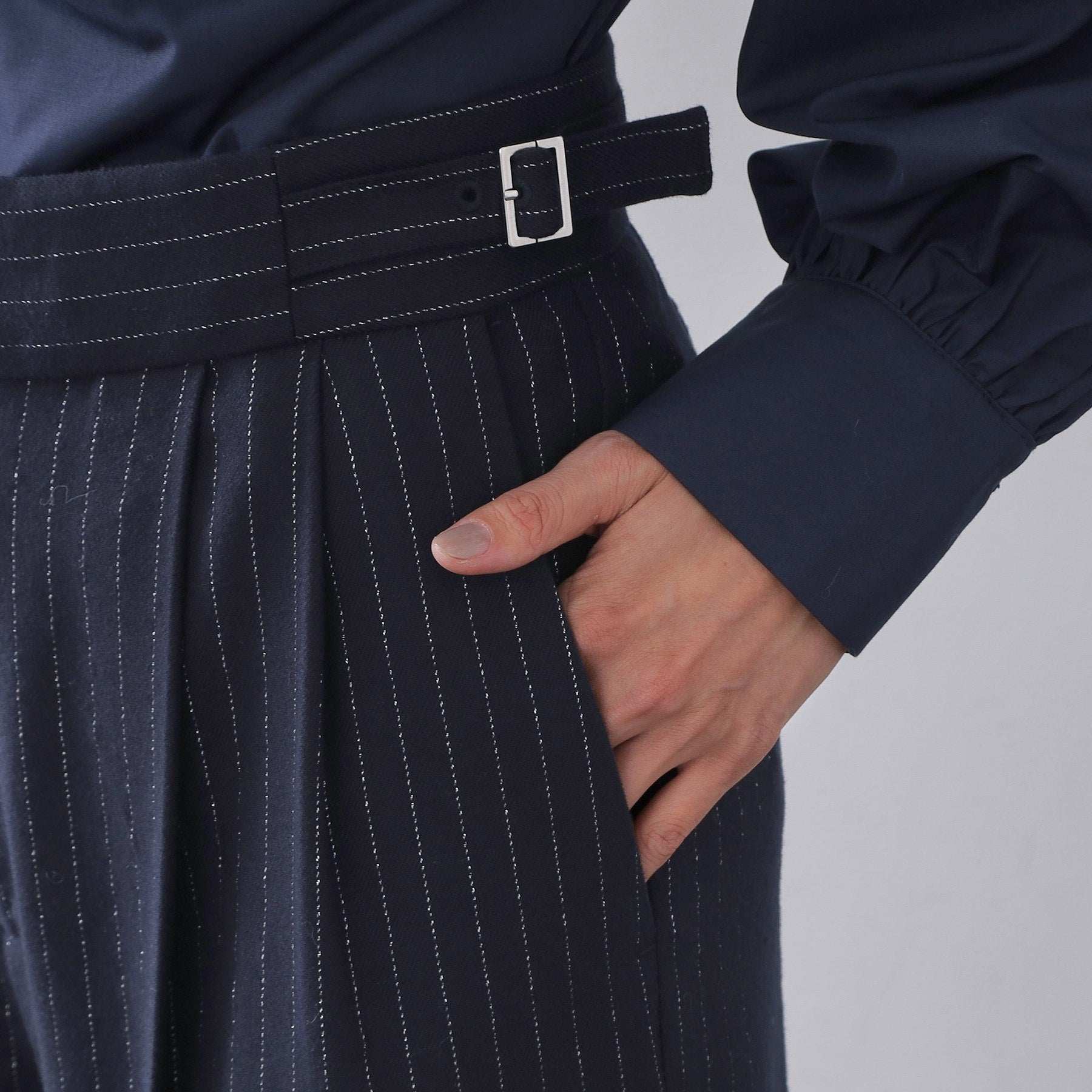 オペーク ドット クリップ OPAQUE.CLIP ラメストライプワイドパンツ【洗濯機OK】 （チャコールグレー(314)） チャコールグレー(314)