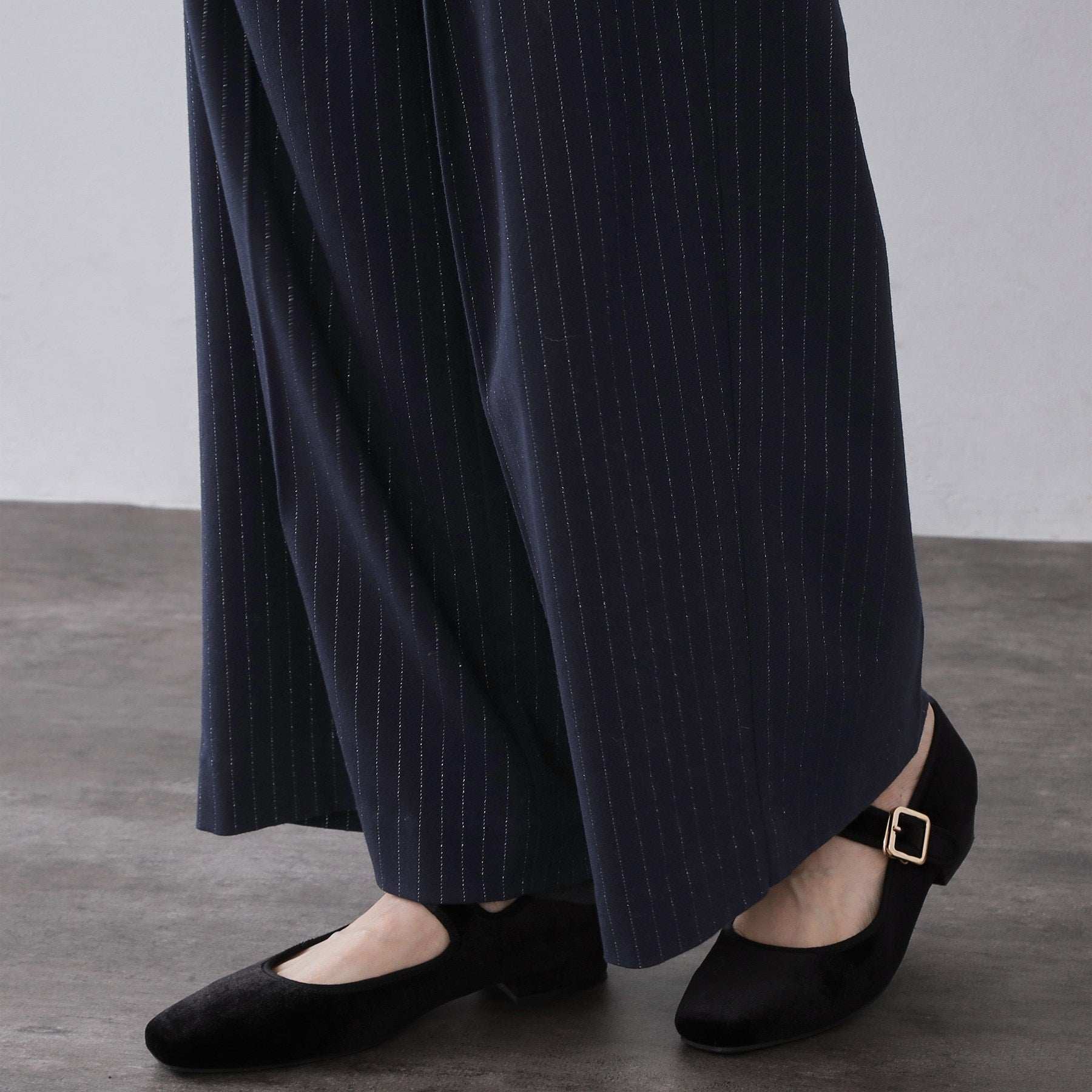 オペーク ドット クリップ OPAQUE.CLIP ラメストライプワイドパンツ【洗濯機OK】 （チャコールグレー(314)） チャコールグレー(314)