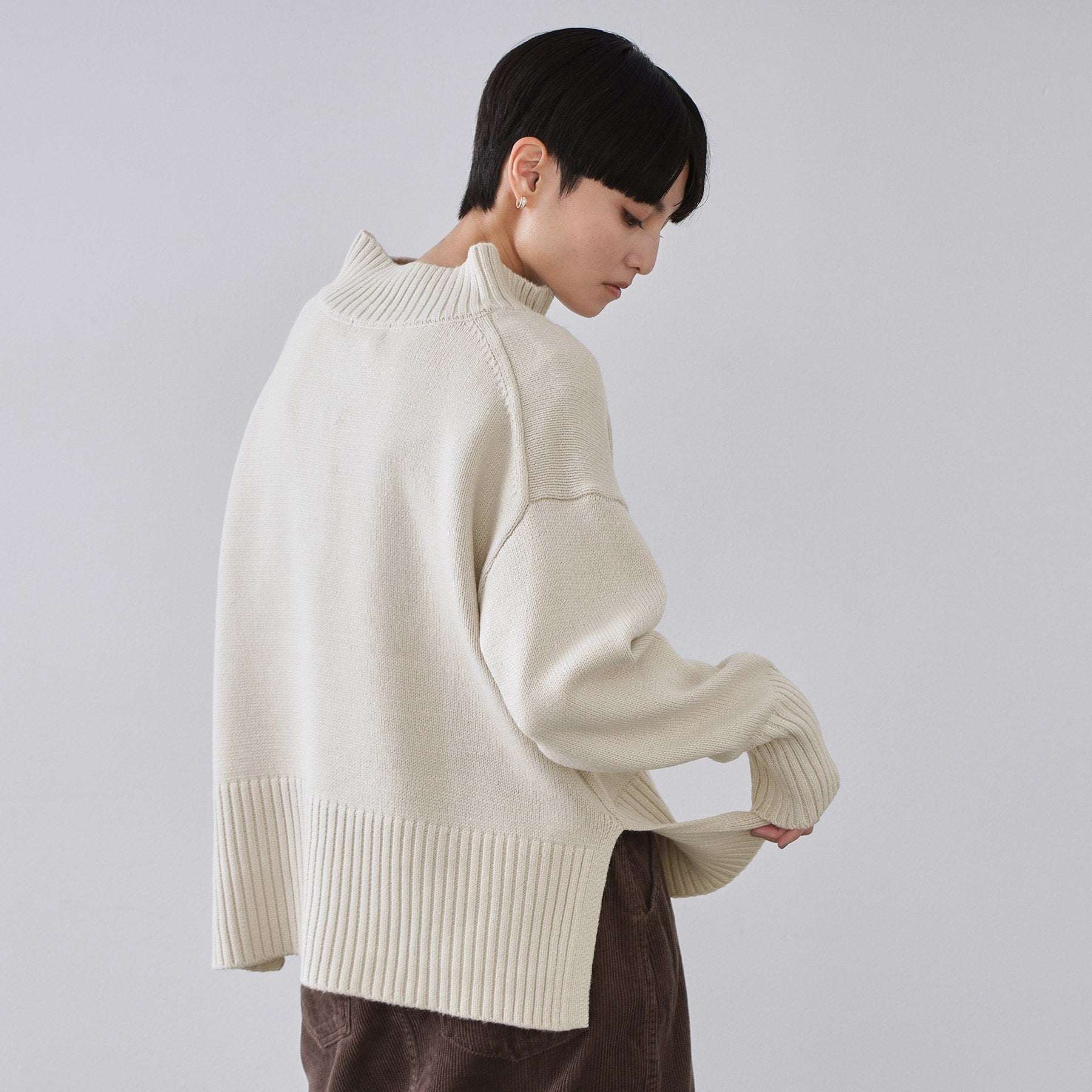 オペーク ドット クリップ OPAQUE.CLIP ハーフジップミドルゲージニット【洗濯機OK】 （ブルーグリーン(097)） ブルーグリーン(097)