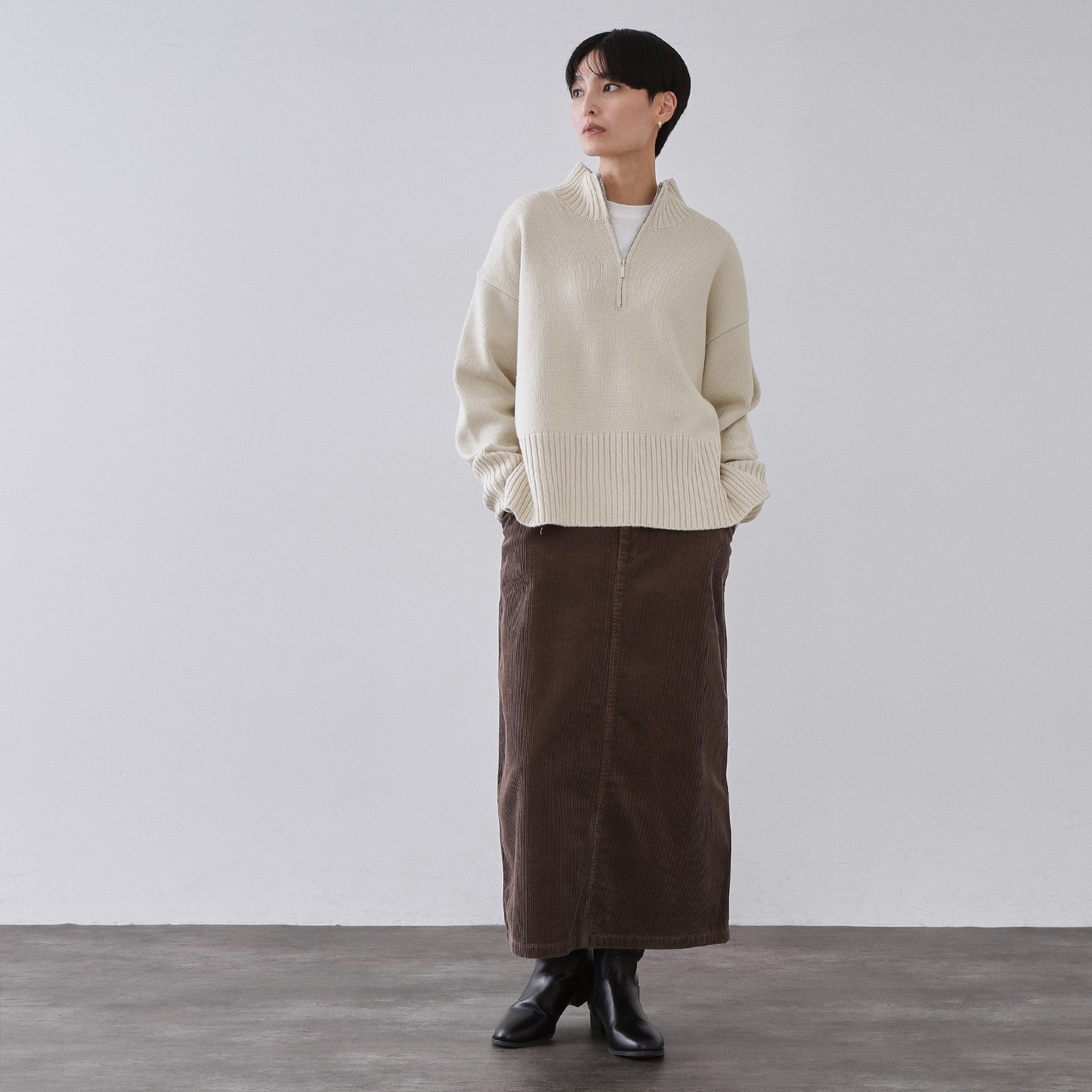 オペーク ドット クリップ OPAQUE.CLIP ハーフジップミドルゲージニット【洗濯機OK】 （ブルーグリーン(097)） ブルーグリーン(097)