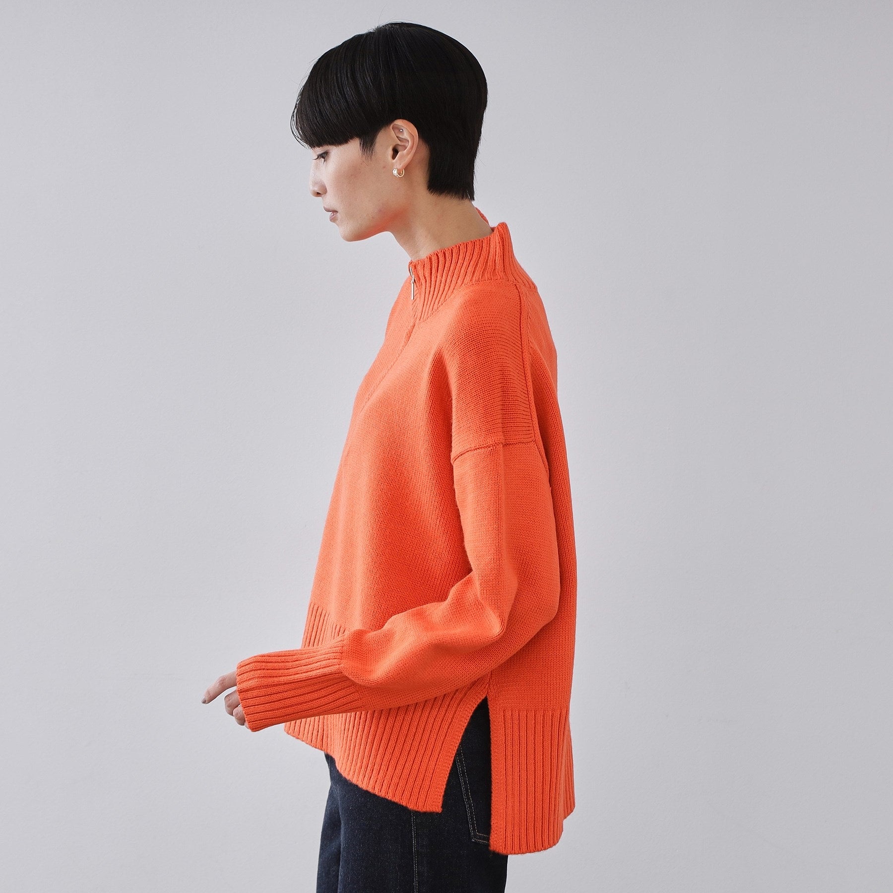 オペーク ドット クリップ OPAQUE.CLIP ハーフジップミドルゲージニット【洗濯機OK】 （ブルーグリーン(097)） ブルーグリーン(097)