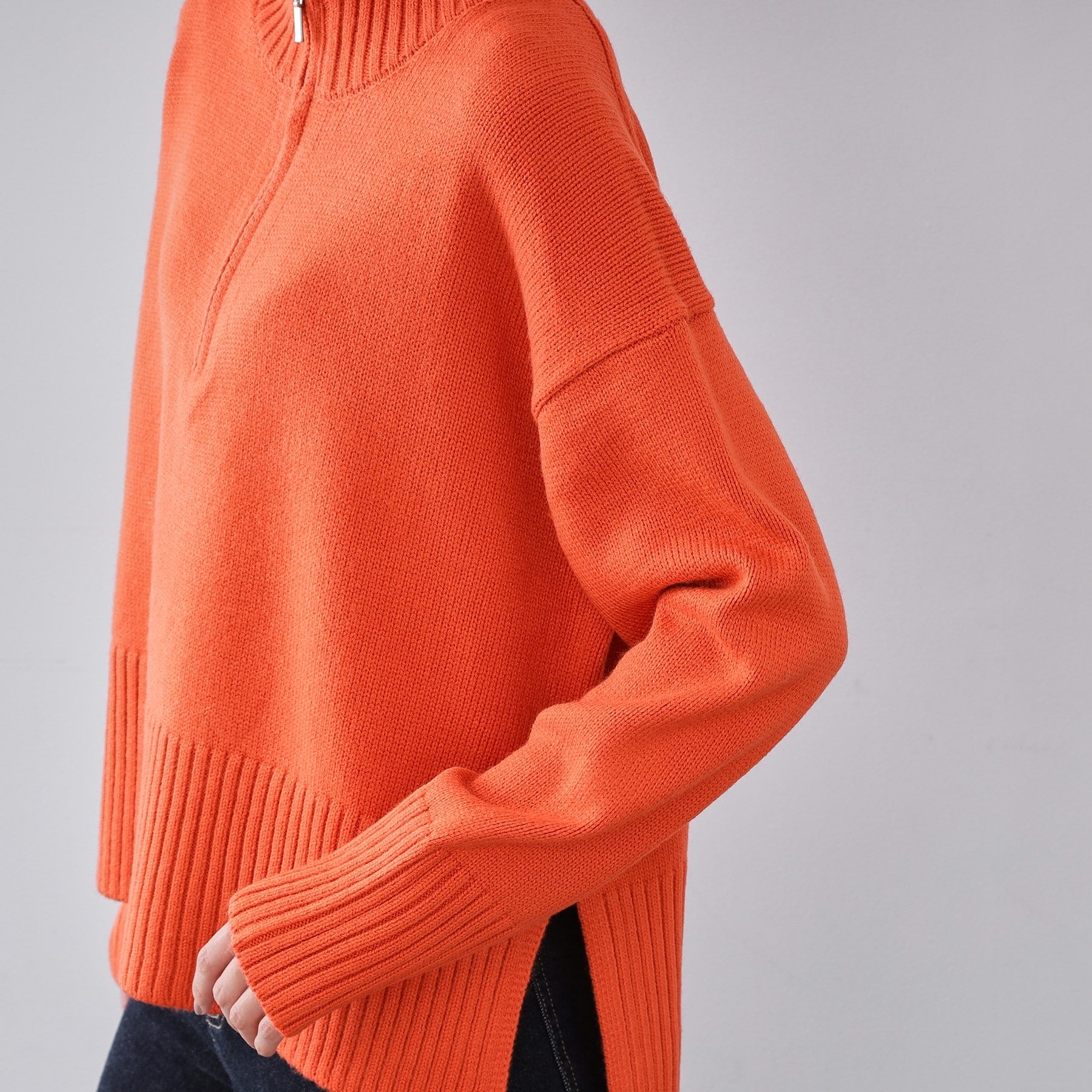 オペーク ドット クリップ OPAQUE.CLIP ハーフジップミドルゲージニット【洗濯機OK】 （ブルーグリーン(097)） ブルーグリーン(097)