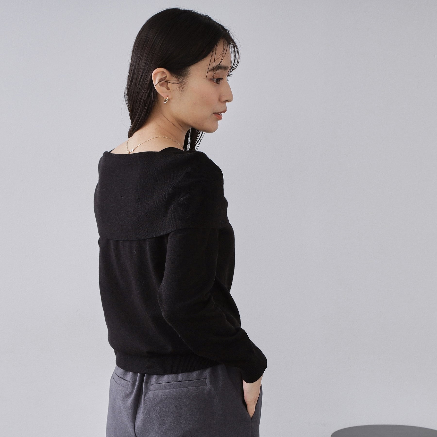 オペーク ドット クリップ OPAQUE.CLIP オフショルダーニット【洗濯機OK】 （ボルドー(064)） ボルドー(064)