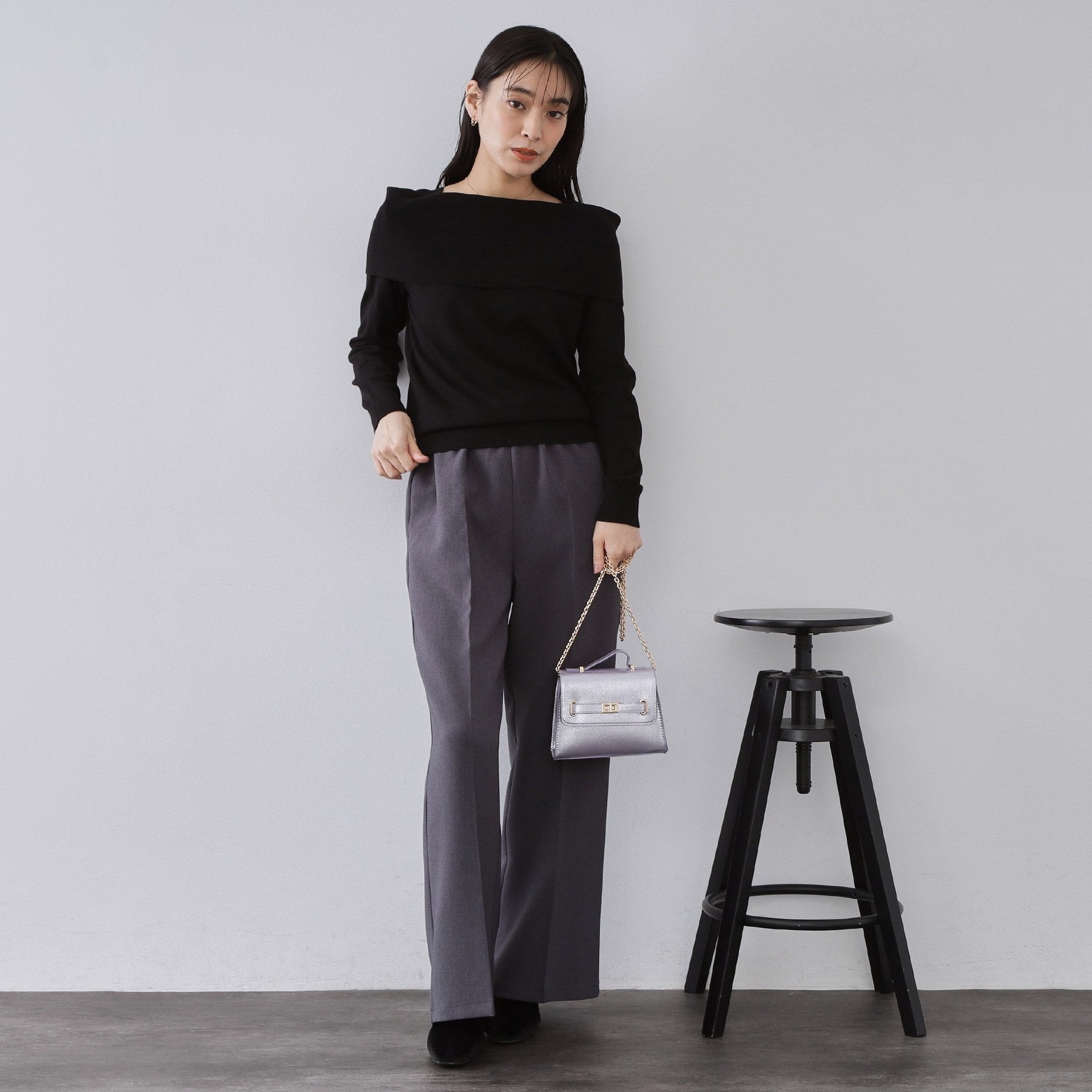 オペーク ドット クリップ OPAQUE.CLIP オフショルダーニット【洗濯機OK】 （ボルドー(064)） ボルドー(064)