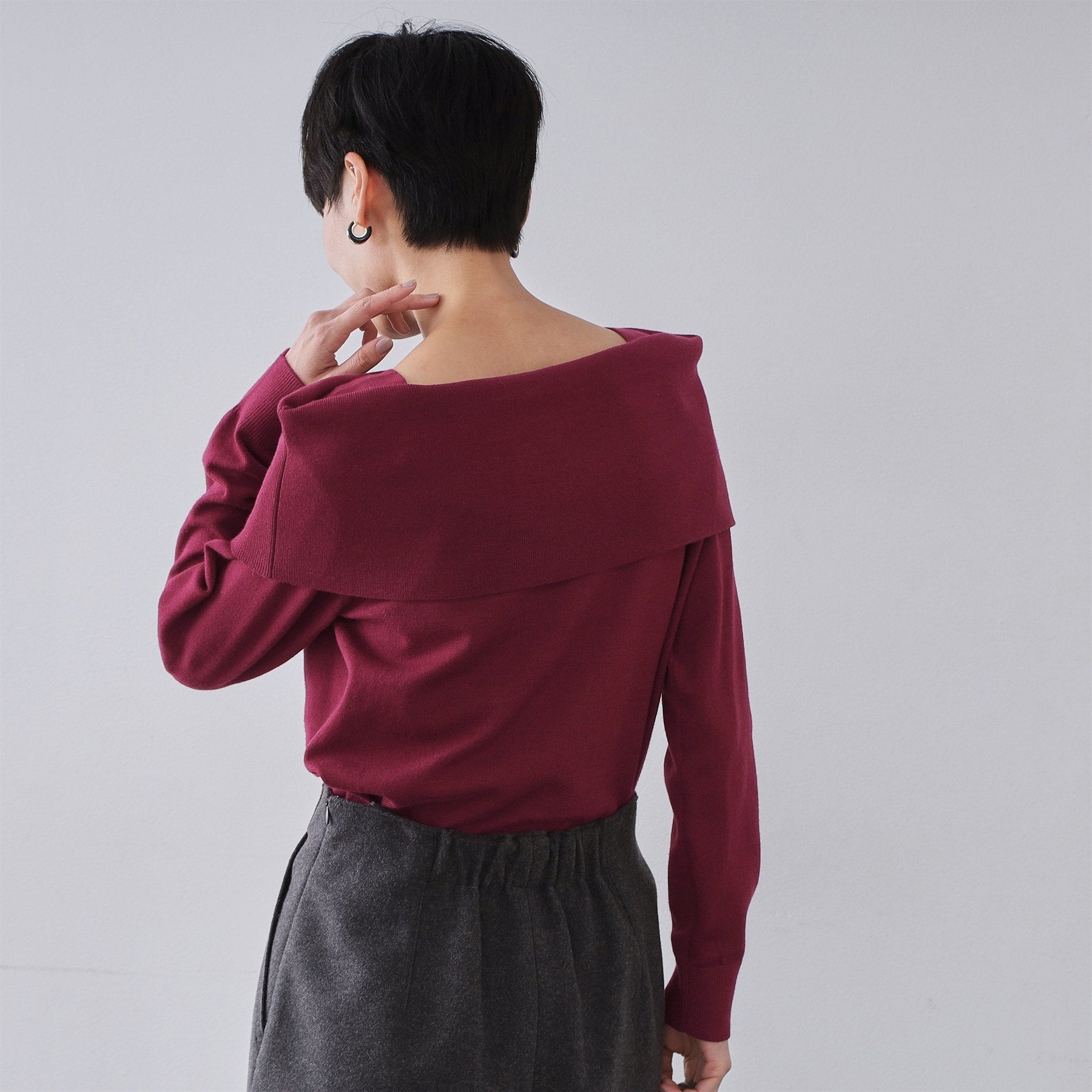 オペーク ドット クリップ OPAQUE.CLIP オフショルダーニット【洗濯機OK】 （ボルドー(064)） ボルドー(064)