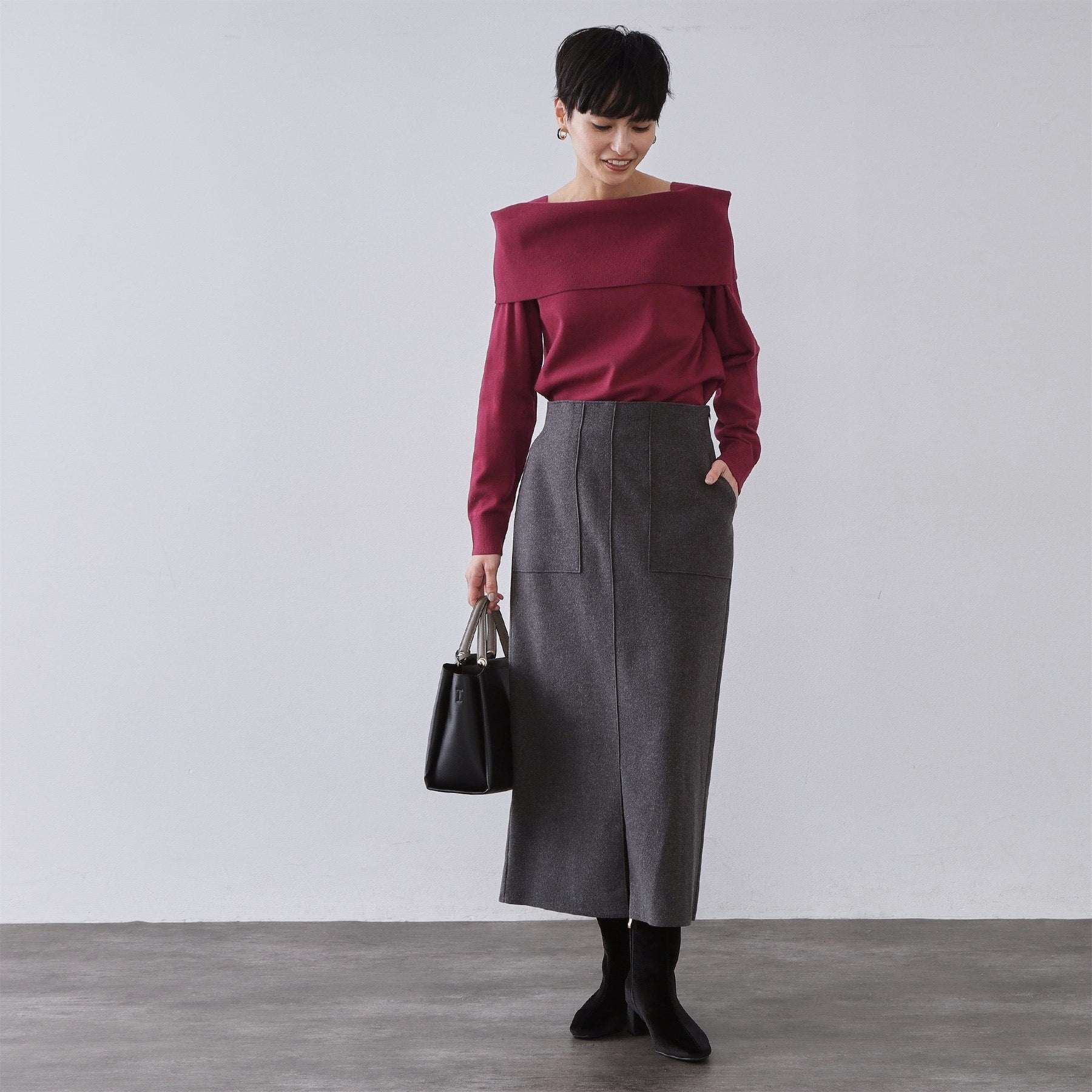 オペーク ドット クリップ OPAQUE.CLIP オフショルダーニット【洗濯機OK】 （ボルドー(064)） ボルドー(064)