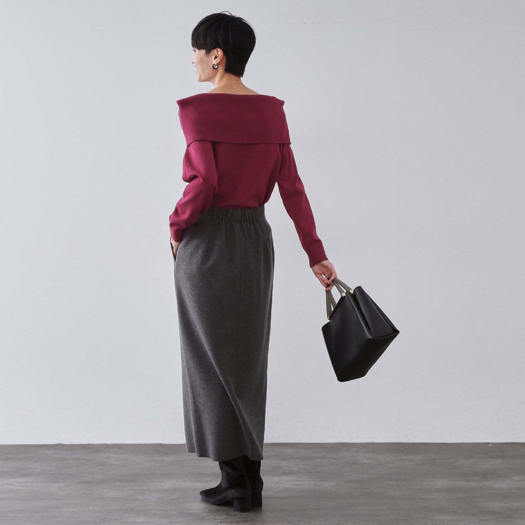 オペーク ドット クリップ OPAQUE.CLIP オフショルダーニット【洗濯機OK】 （ボルドー(064)） ボルドー(064)