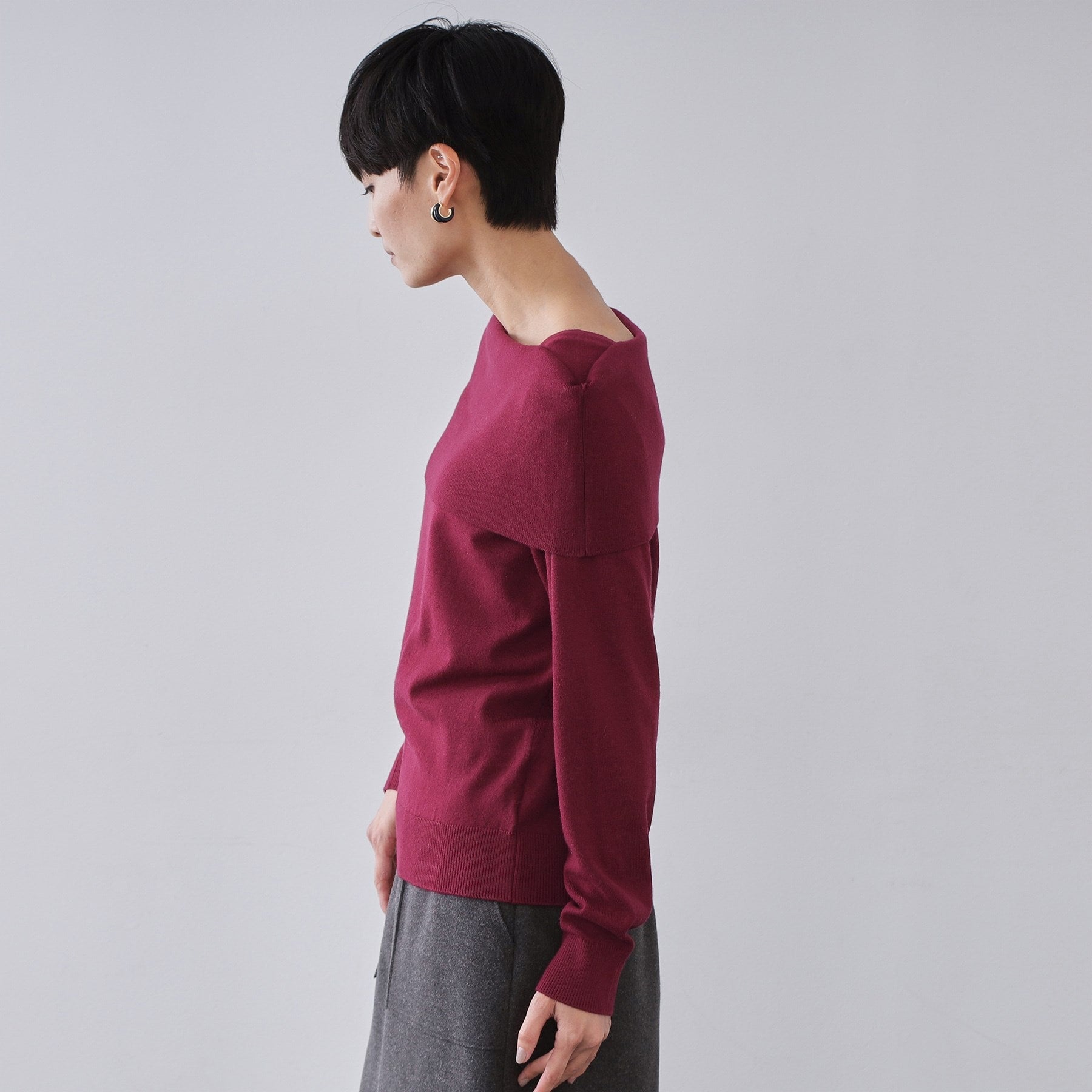 オペーク ドット クリップ OPAQUE.CLIP オフショルダーニット【洗濯機OK】 （ボルドー(064)） ボルドー(064)