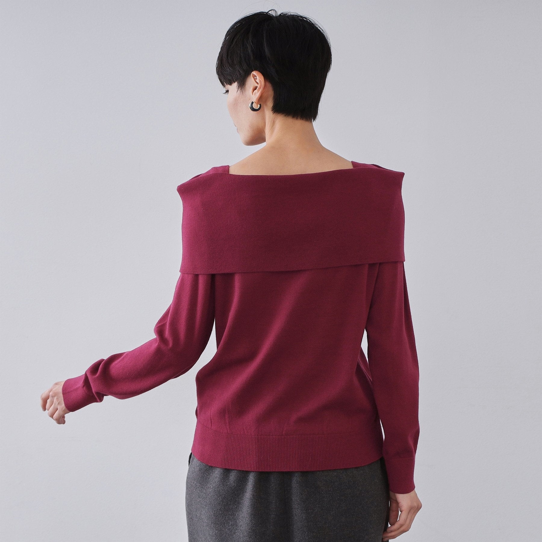 オペーク ドット クリップ OPAQUE.CLIP オフショルダーニット【洗濯機OK】 （ボルドー(064)） ボルドー(064)