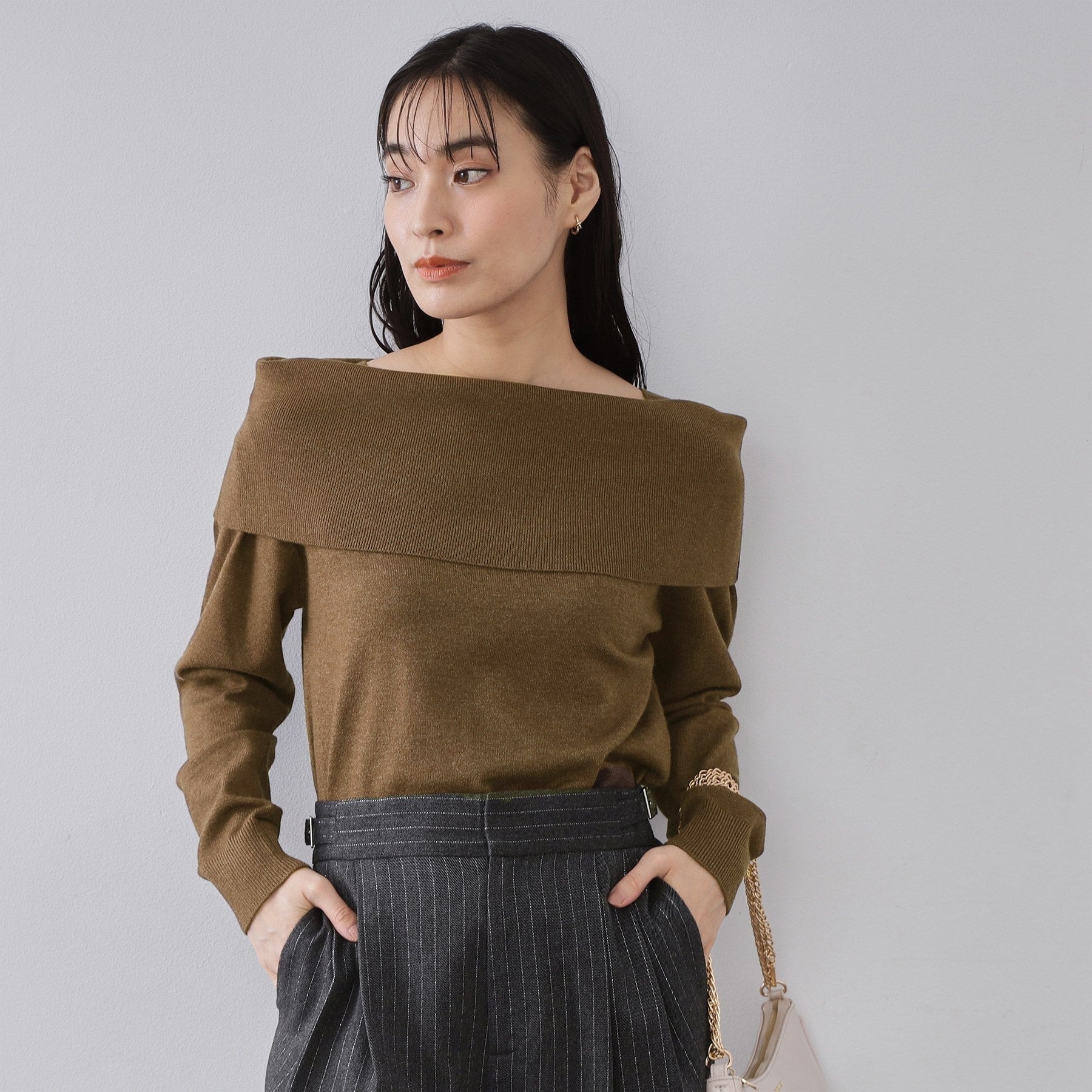 オペーク ドット クリップ OPAQUE.CLIP オフショルダーニット【洗濯機OK】 （ボルドー(064)） ボルドー(064)