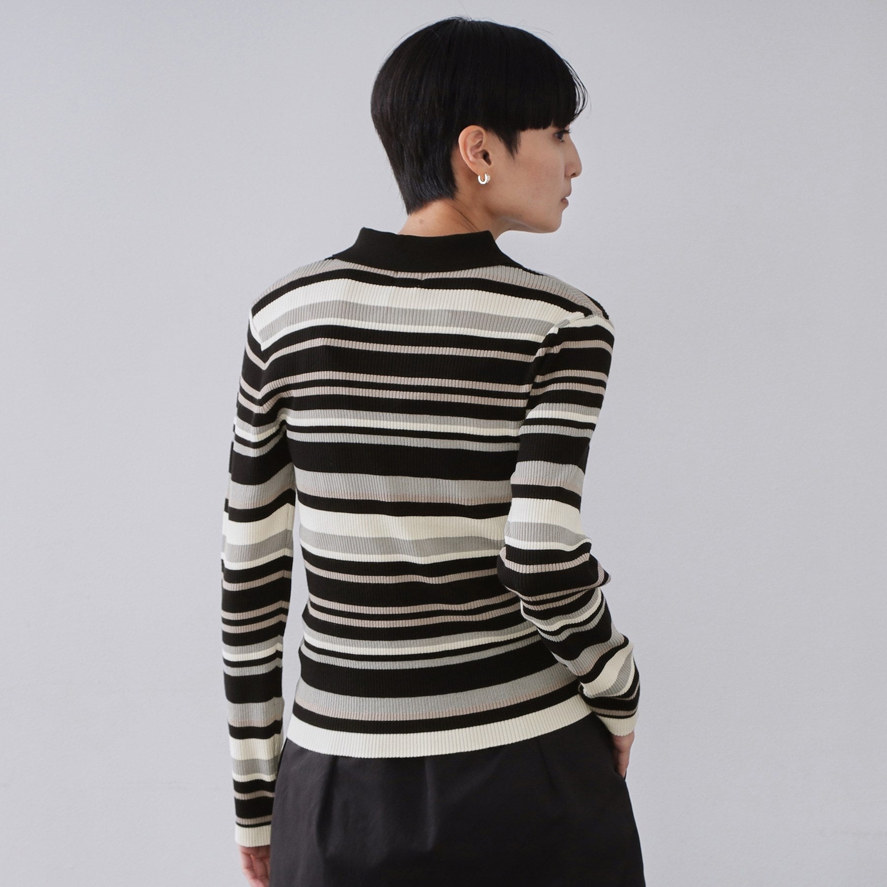 オペーク ドット クリップ OPAQUE.CLIP マルチボーダーポロニット【洗濯機OK】 （ブラウン(344)） ブラウン(344)