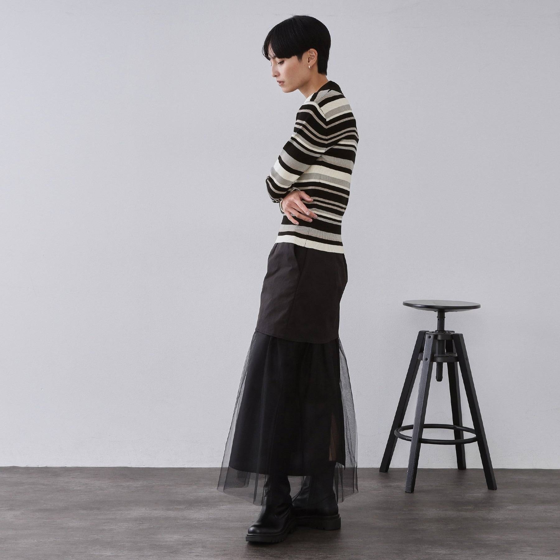 オペーク ドット クリップ OPAQUE.CLIP マルチボーダーポロニット【洗濯機OK】 （ブラウン(344)） ブラウン(344)