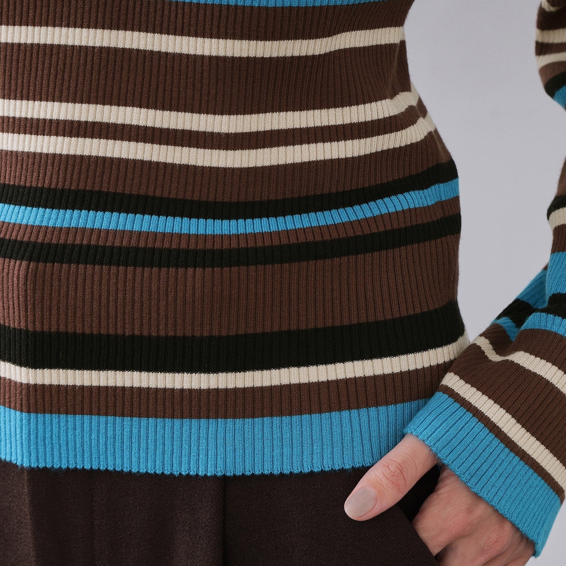 オペーク ドット クリップ OPAQUE.CLIP マルチボーダーポロニット【洗濯機OK】 （ブラウン(344)） ブラウン(344)