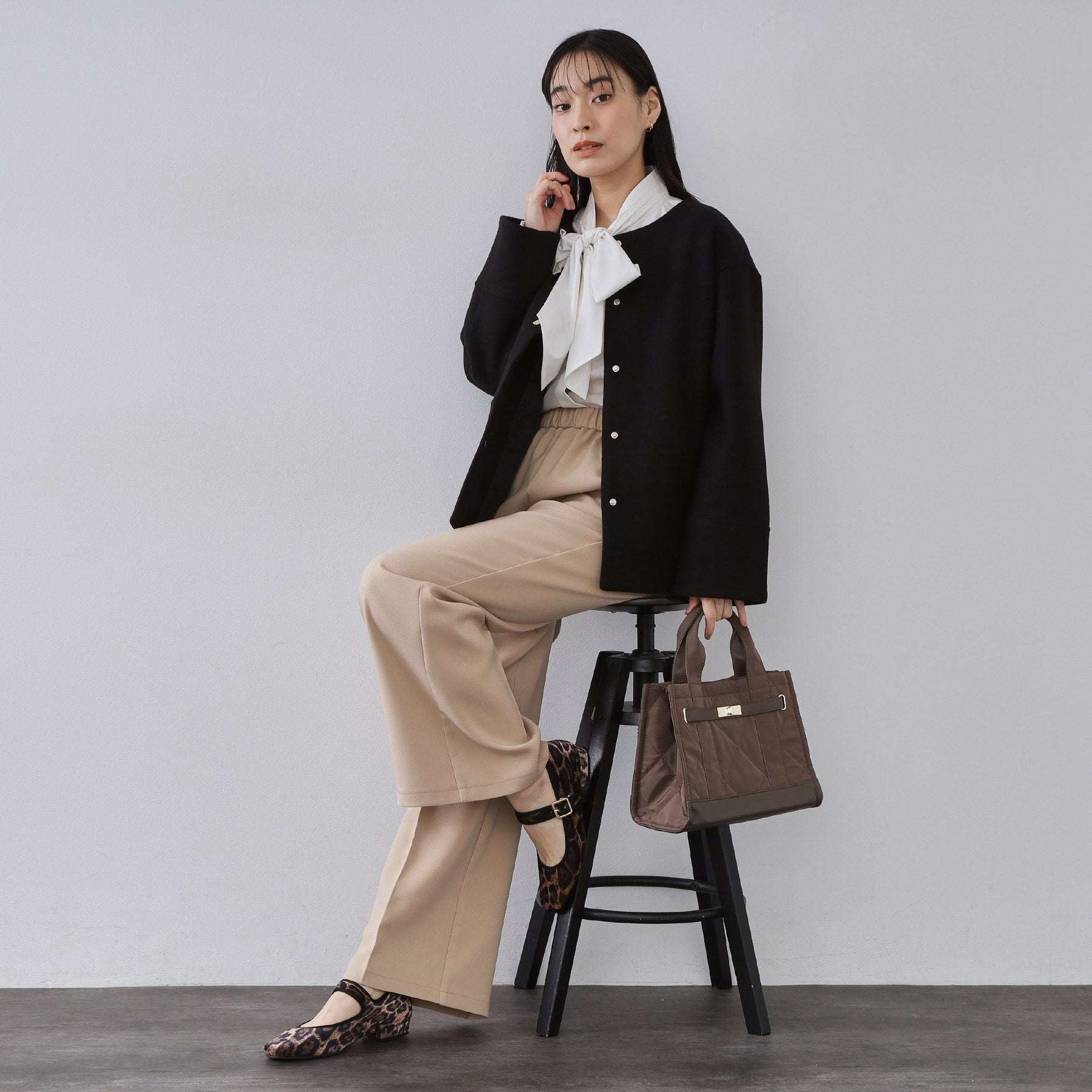 オペーク ドット クリップ OPAQUE.CLIP ウールライクメルトン ノーカラーコート【洗濯機OK】 （ブラック(019)） ブラック(019)