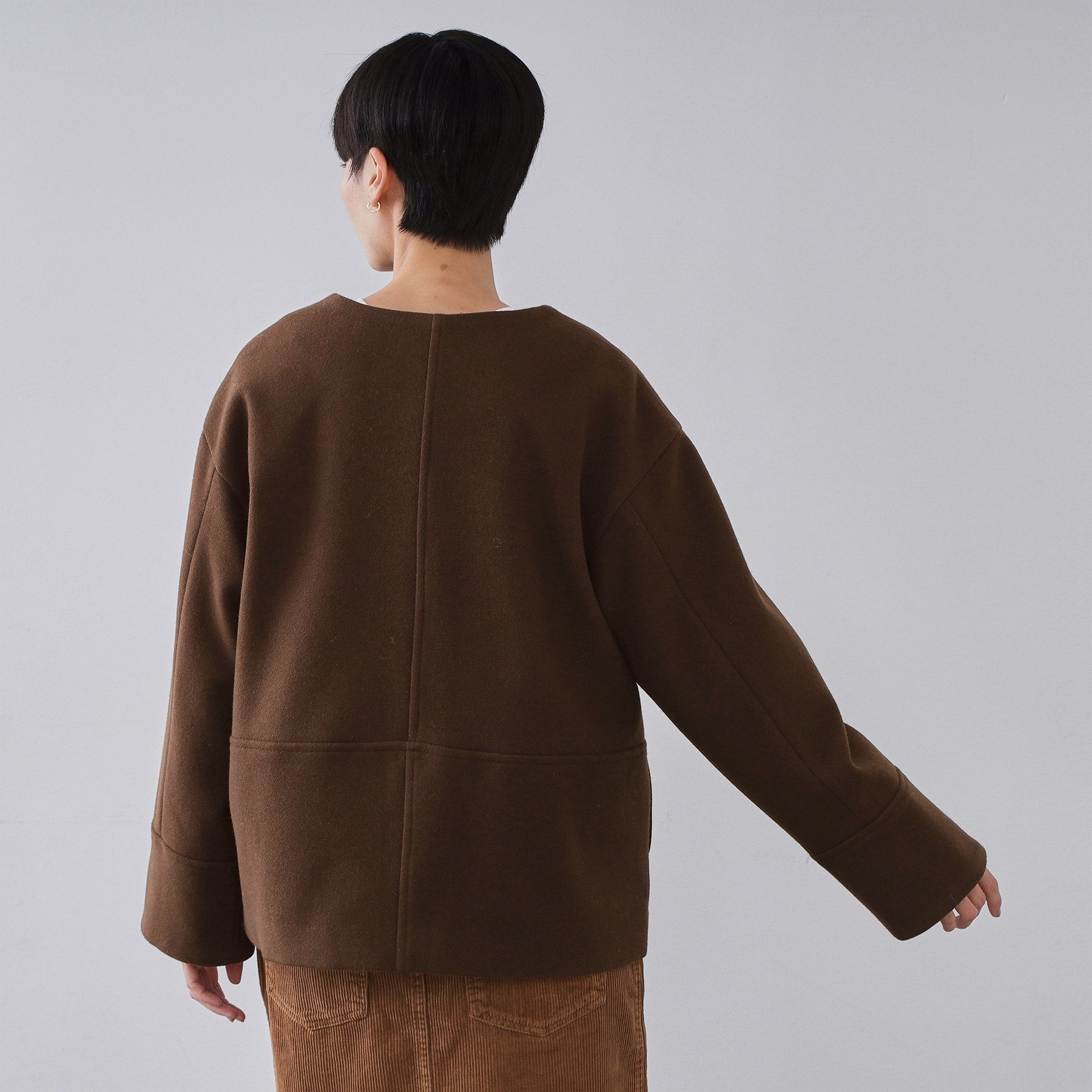 オペーク ドット クリップ OPAQUE.CLIP ウールライクメルトン ノーカラーコート【洗濯機OK】 （ブラック(019)） ブラック(019)