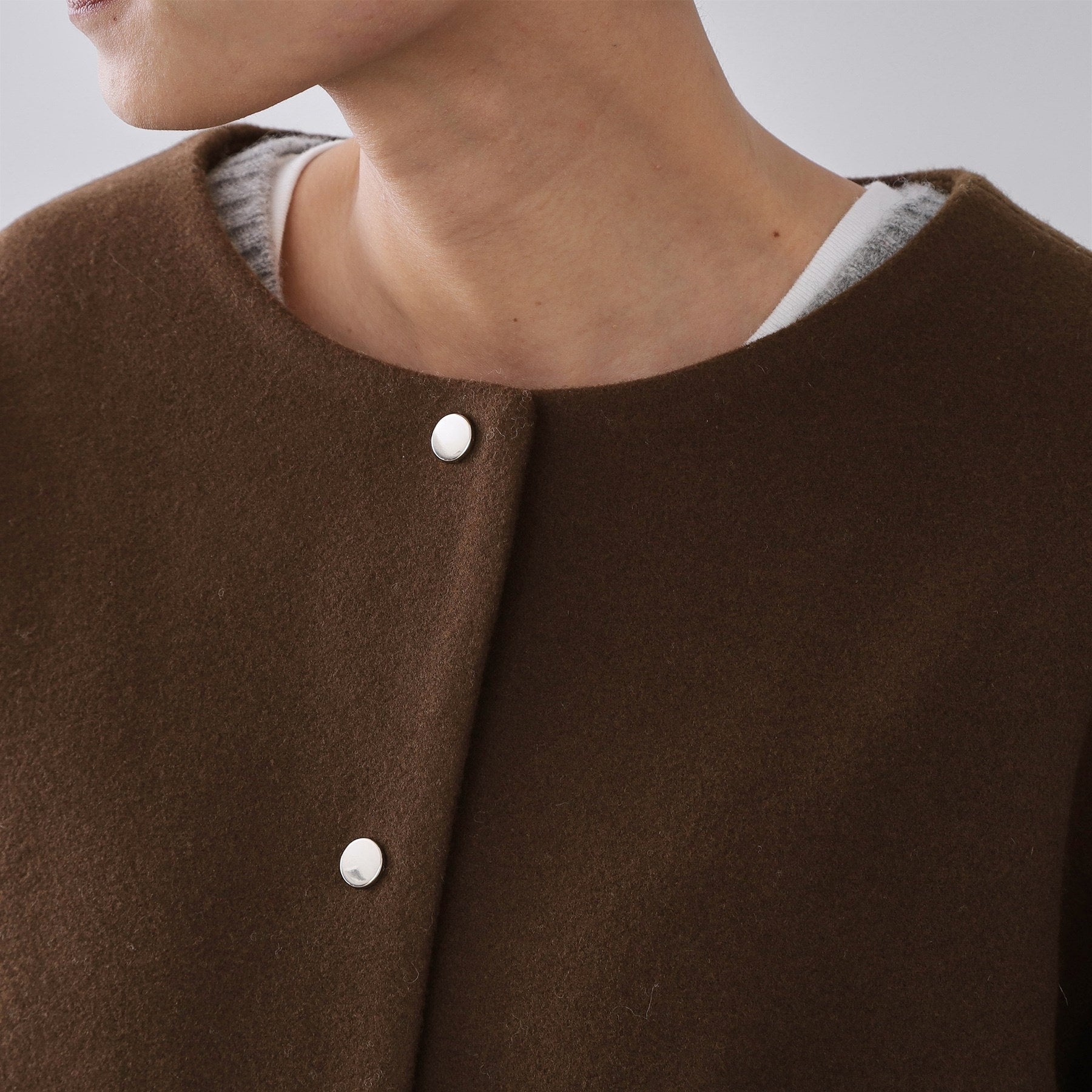 オペーク ドット クリップ OPAQUE.CLIP ウールライクメルトン ノーカラーコート【洗濯機OK】 （ブラック(019)） ブラック(019)