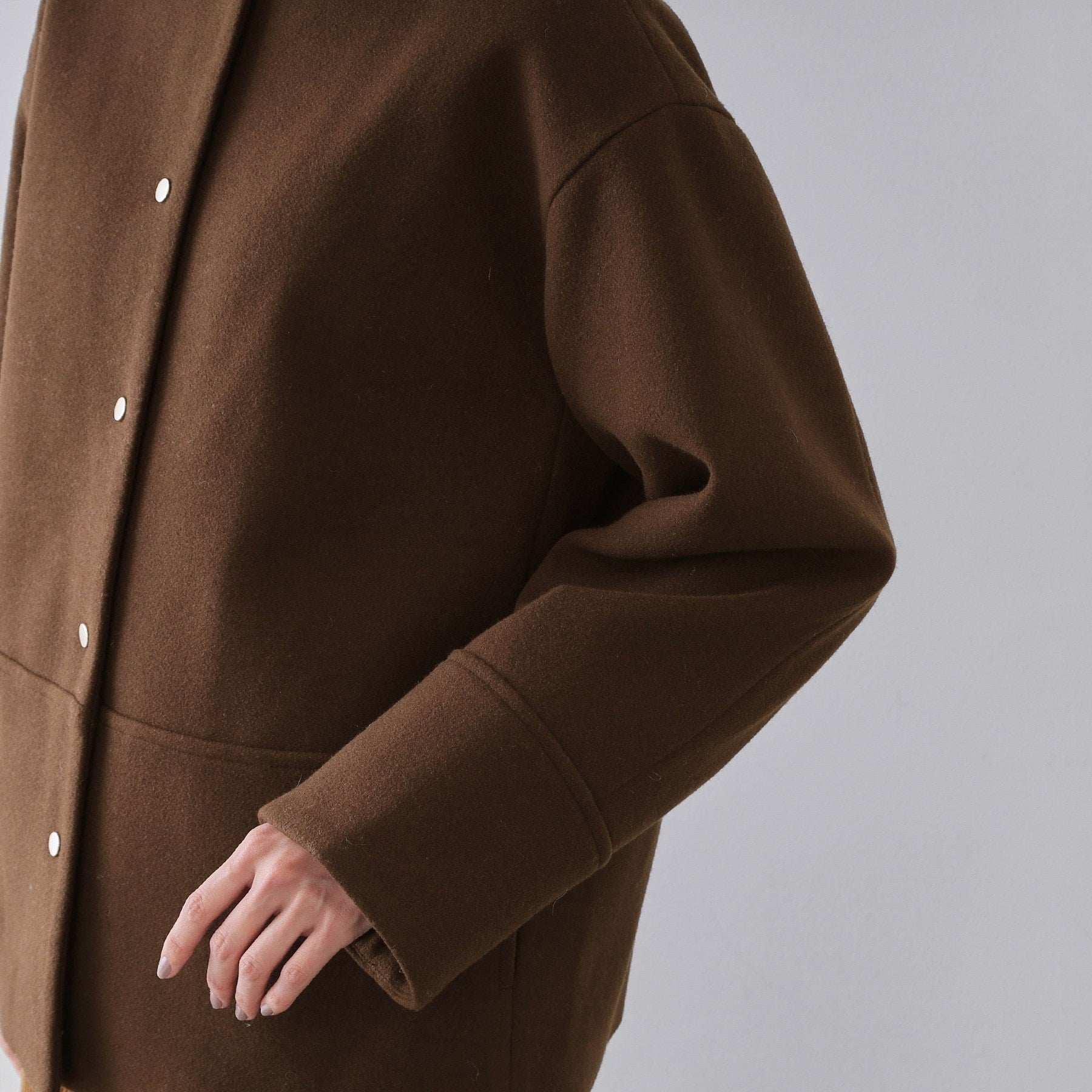 オペーク ドット クリップ OPAQUE.CLIP ウールライクメルトン ノーカラーコート【洗濯機OK】 （ブラック(019)） ブラック(019)