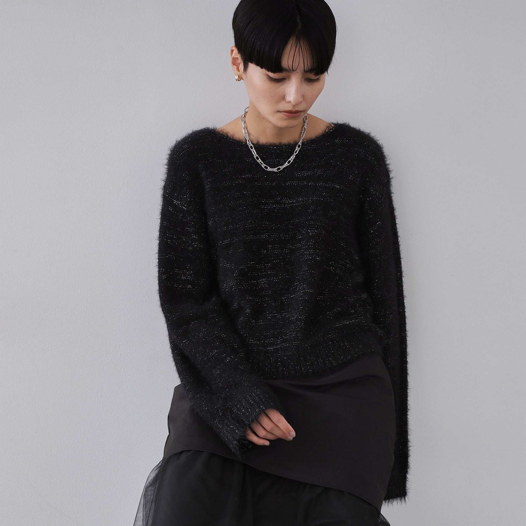 オペーク ドット クリップ OPAQUE.CLIP ラメシャギーニット【洗濯機OK】 （ブラック(619)） ブラック(619)