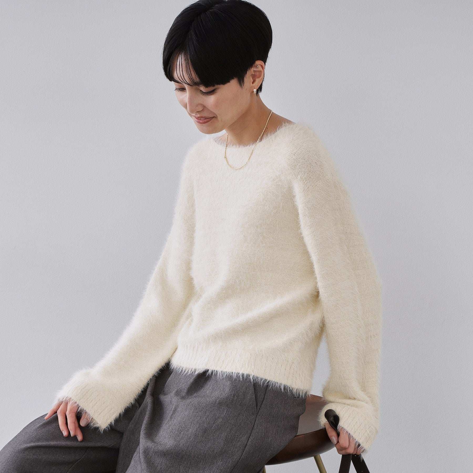 オペーク ドット クリップ OPAQUE.CLIP ラメシャギーニット【洗濯機OK】 （オフホワイト(603)） オフホワイト(603)