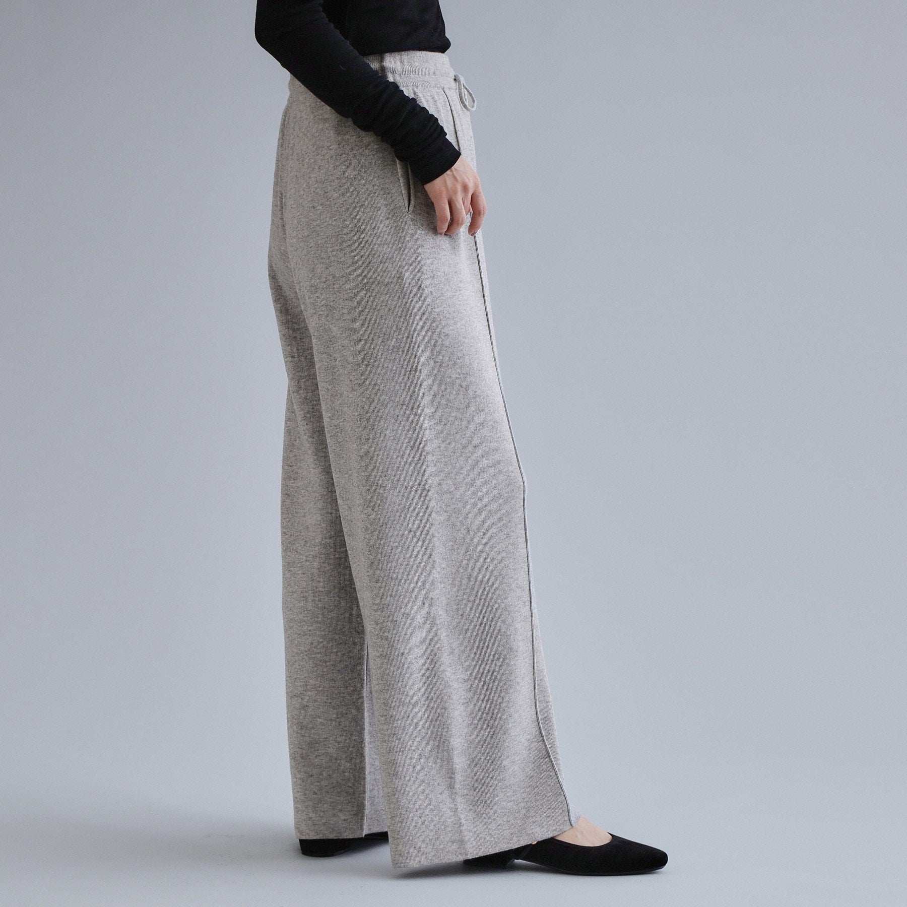 オペーク ドット クリップ OPAQUE.CLIP 【es】ニットワイドパンツ【洗濯機洗い可】 （キャメルブラウン(041)） キャメルブラウン(041)