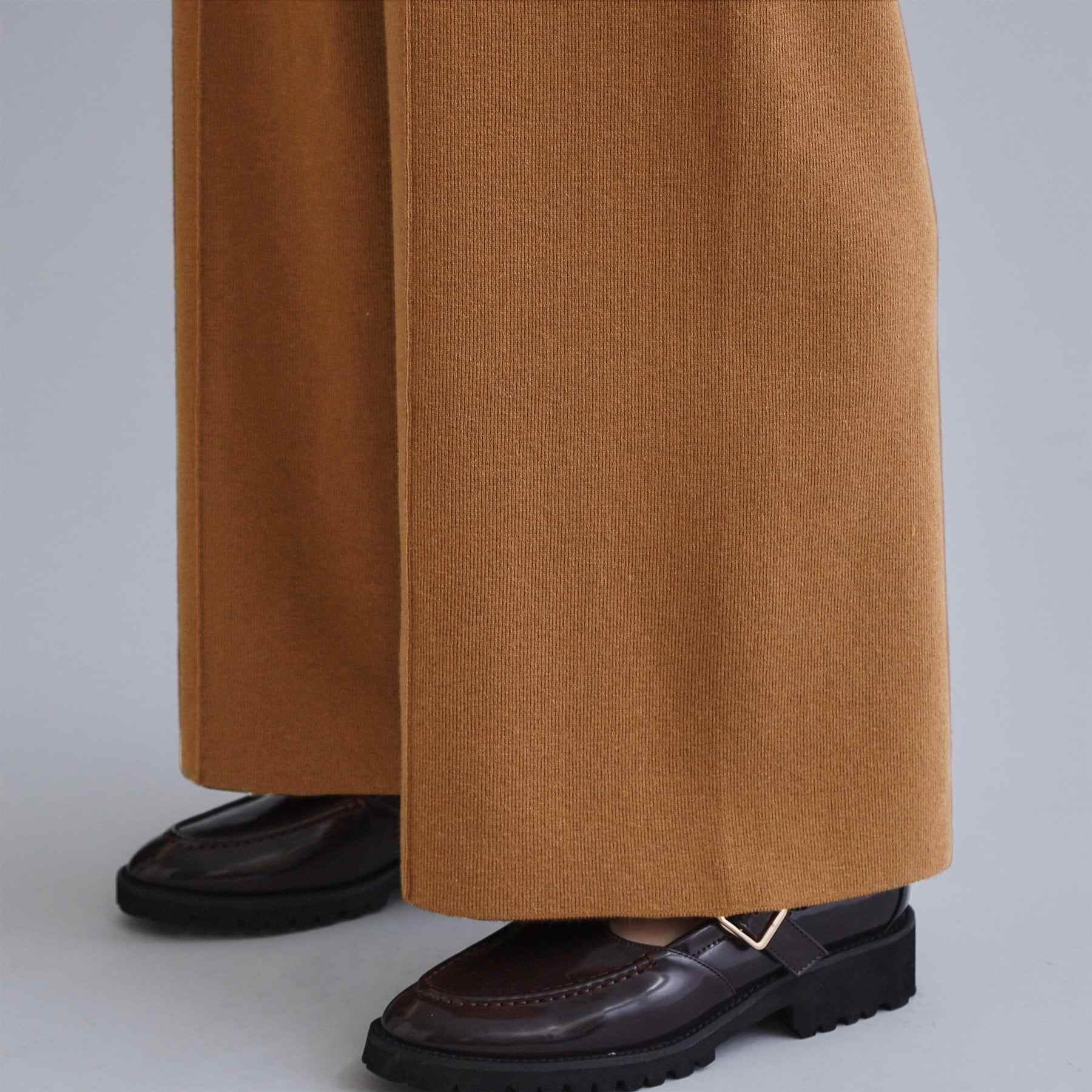 オペーク ドット クリップ OPAQUE.CLIP 【es】ニットワイドパンツ【洗濯機洗い可】 （キャメルブラウン(041)） キャメルブラウン(041)