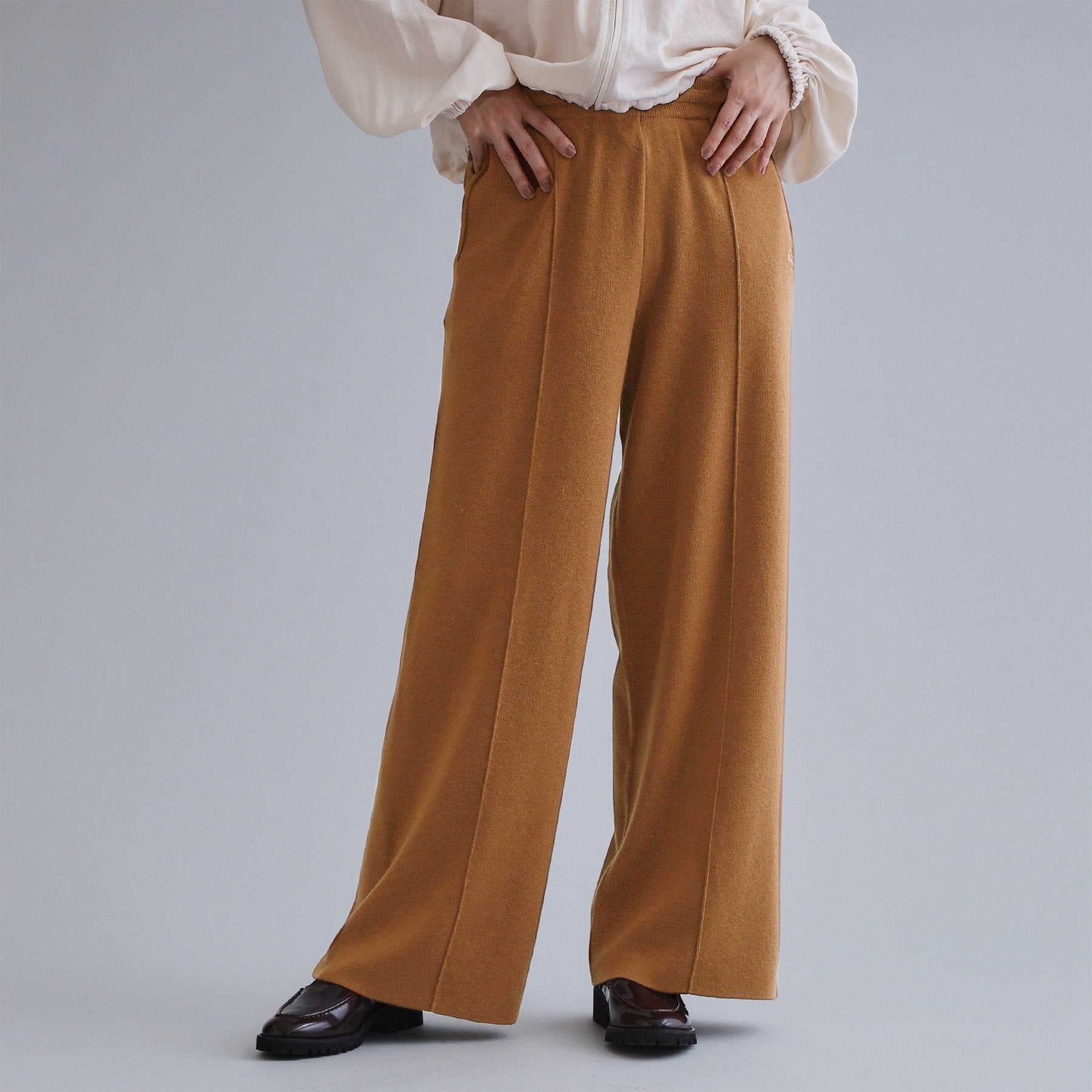 オペーク ドット クリップ OPAQUE.CLIP 【es】ニットワイドパンツ【洗濯機洗い可】 （キャメルブラウン(041)） キャメルブラウン(041)