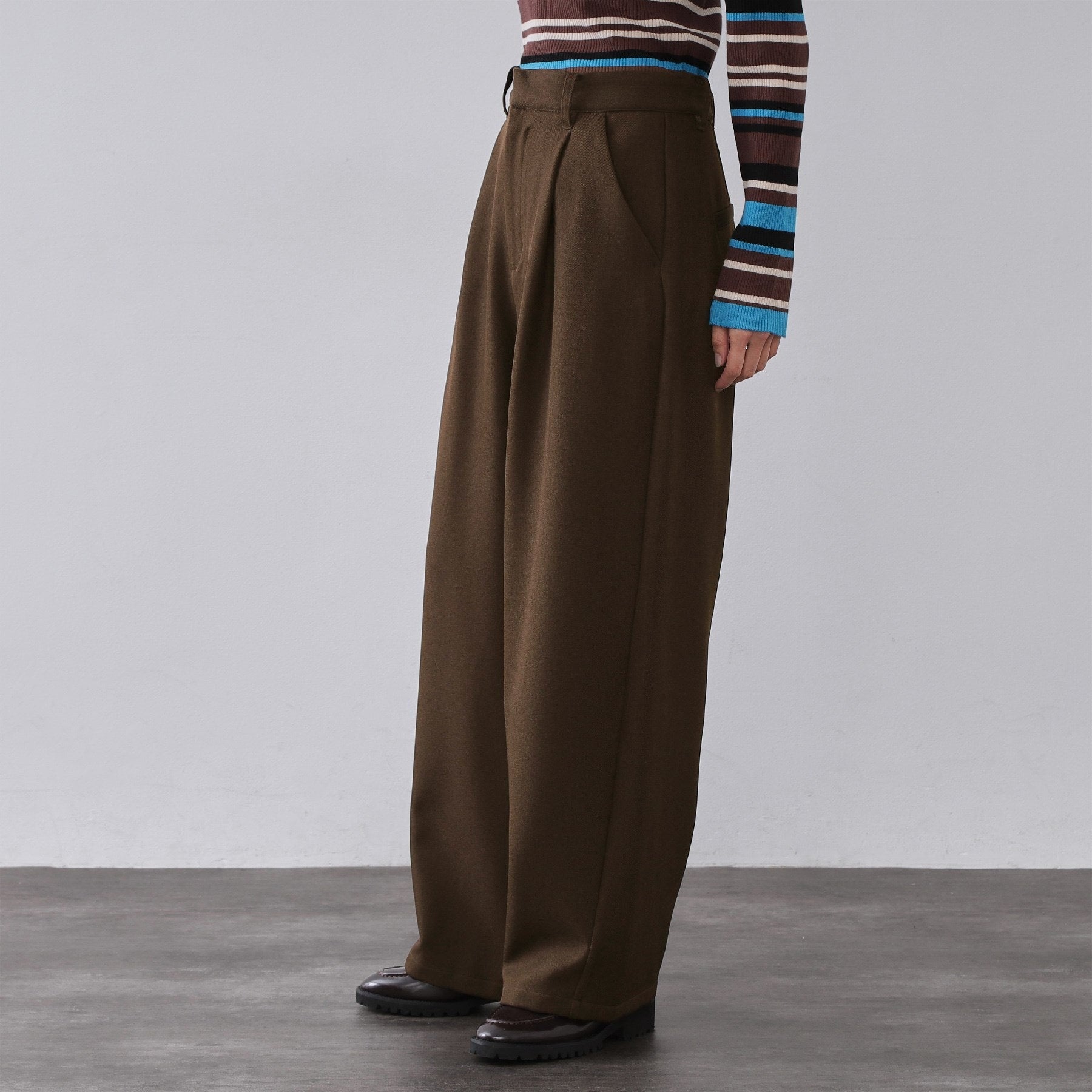 オペーク ドット クリップ OPAQUE.CLIP メランジ カーヴィーパンツ【洗濯機OK】 （チャコールグレー(014)） チャコールグレー(014)