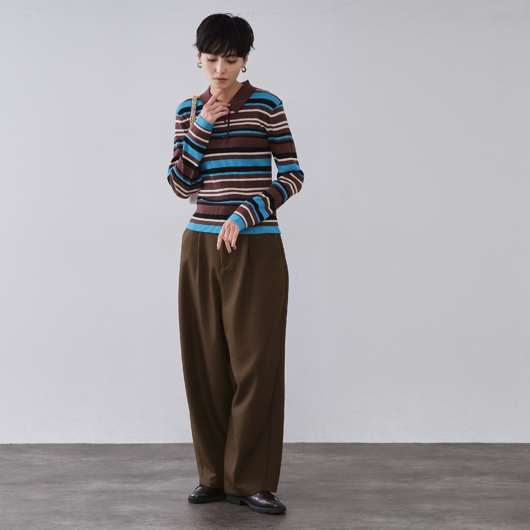 オペーク ドット クリップ OPAQUE.CLIP メランジ カーヴィーパンツ【洗濯機OK】 （チャコールグレー(014)） チャコールグレー(014)