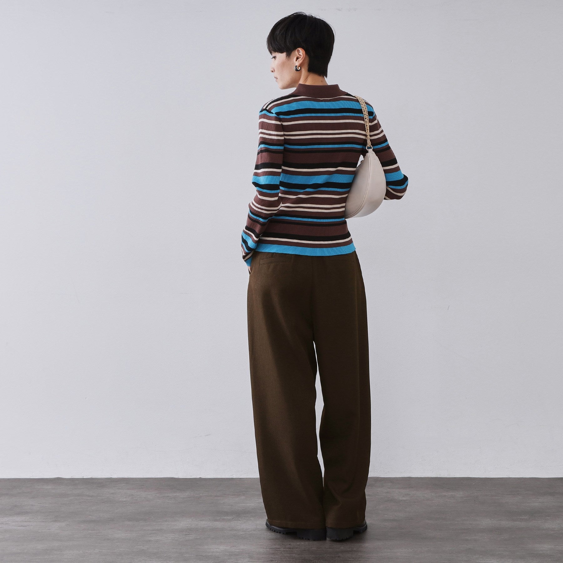 オペーク ドット クリップ OPAQUE.CLIP メランジ カーヴィーパンツ【洗濯機OK】 （チャコールグレー(014)） チャコールグレー(014)